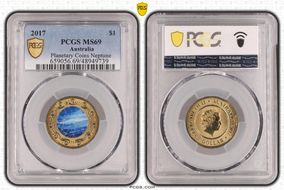 2017 $1 Planetary Coins Neptune Colorized MS69
