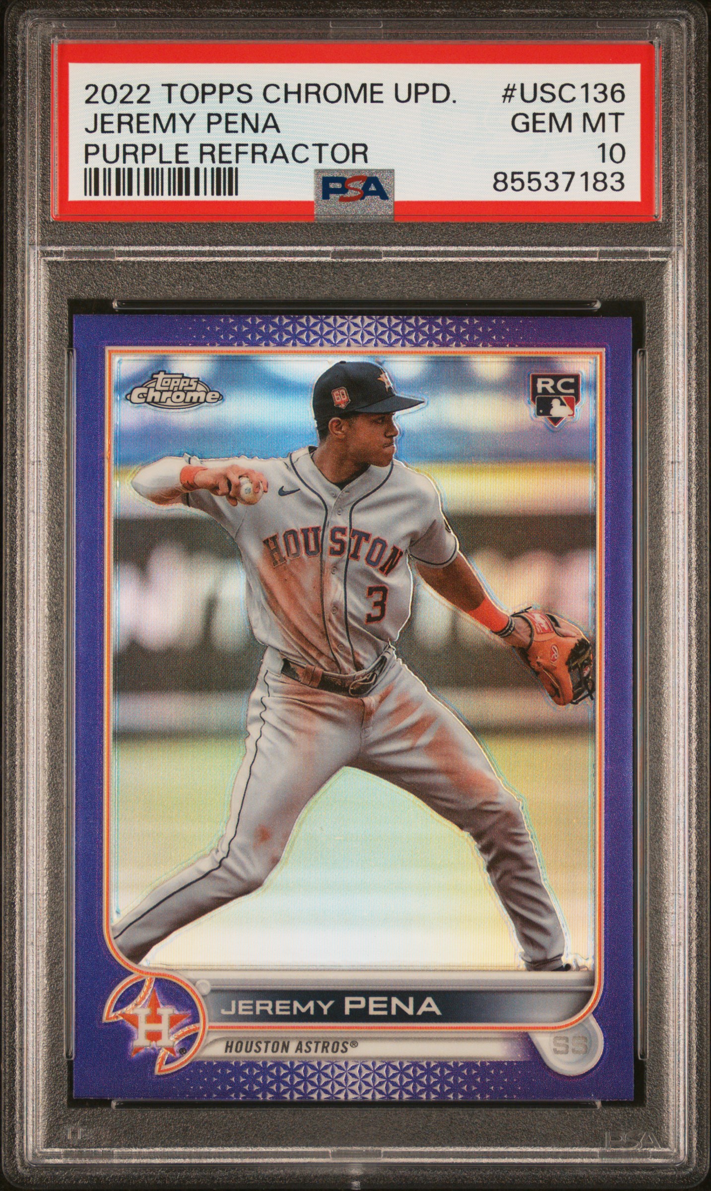 2022 TOPPS CHROME UPDATE #USC136 JEREMY PENA PURPLE REFRACTOR
