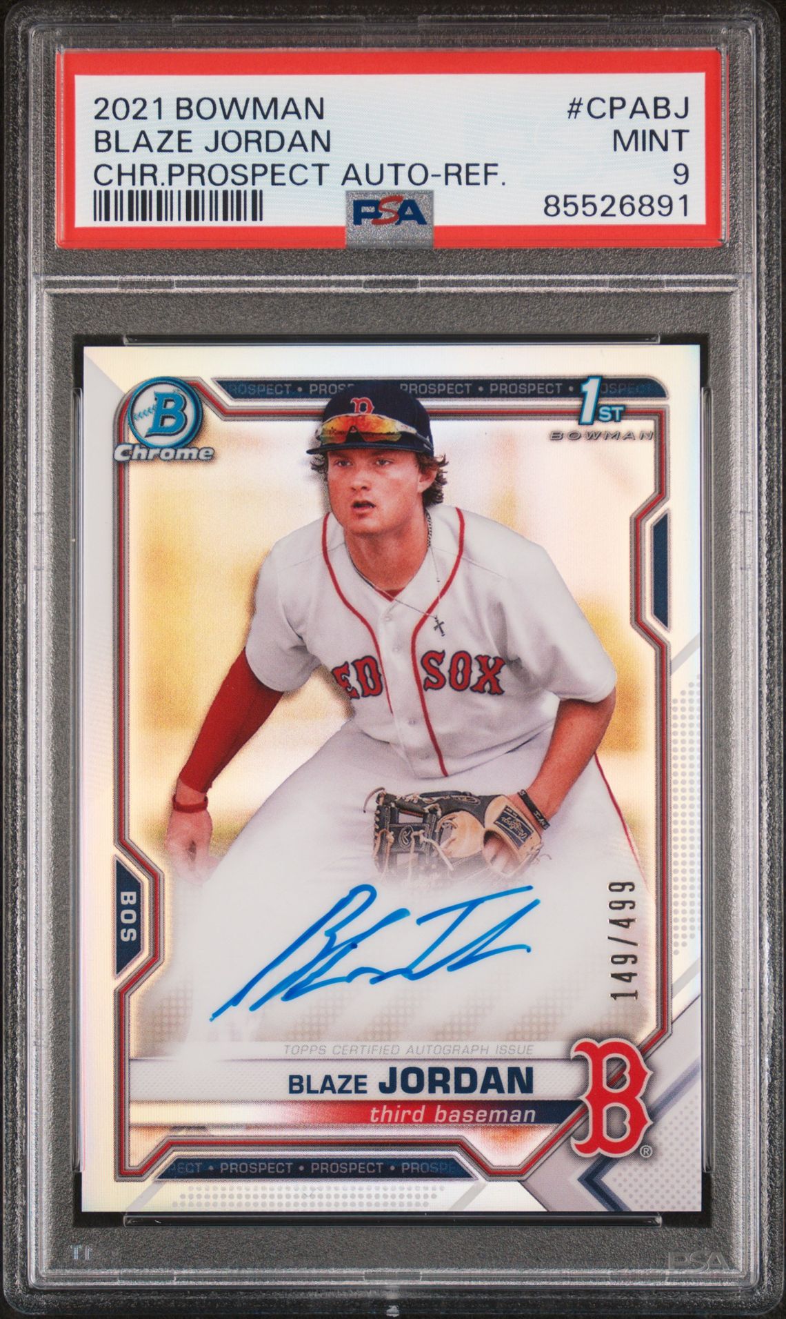 2021 Bowman BOWMAN CHROME PROSPECT AUTOGRAPHS CHR.PROSPECT AUTO-REF. #CPABJ Blaze Jordan front