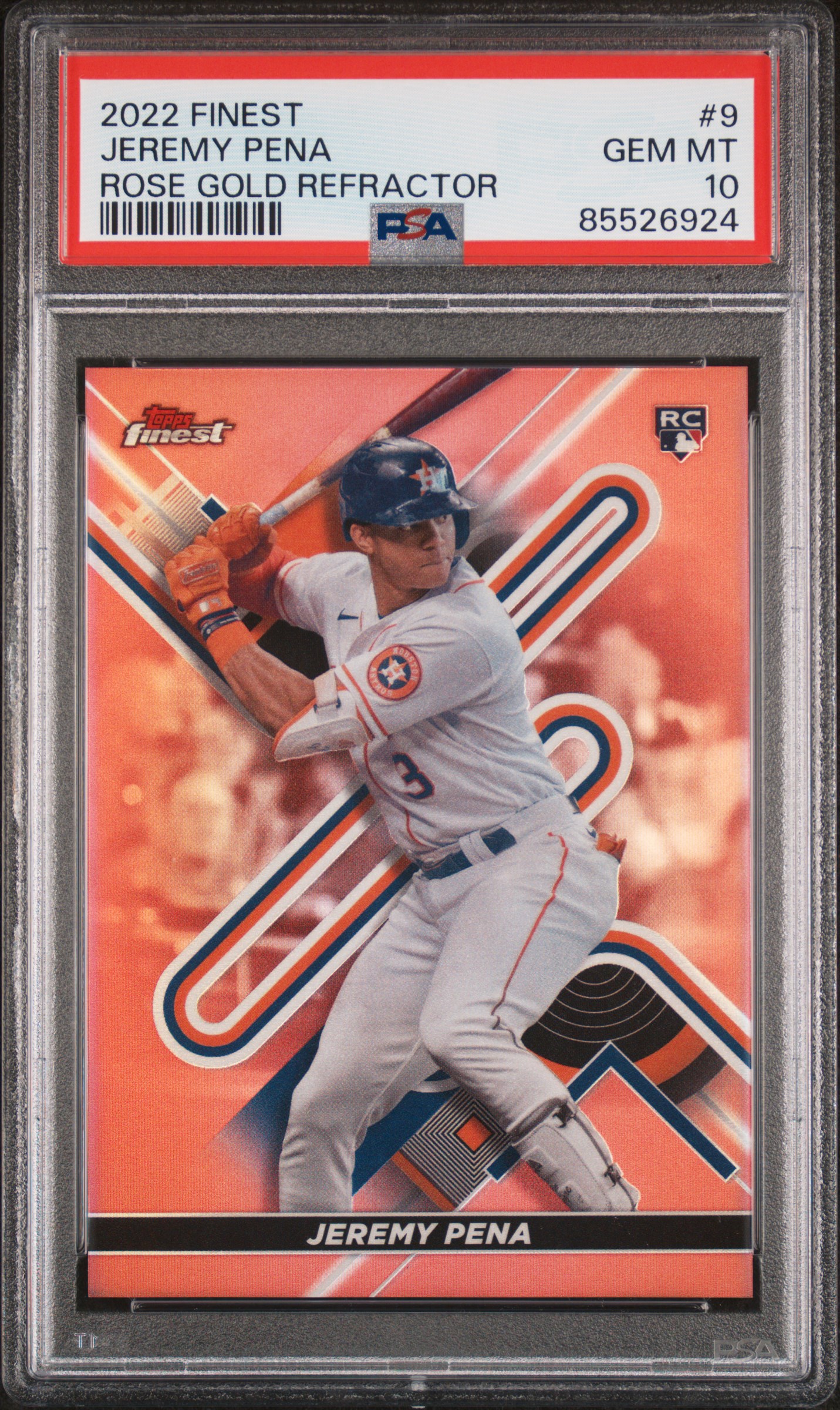 2022 Topps Finest Rose Gold Refractor #9 Jeremy Pena (#22/75) PSA 10