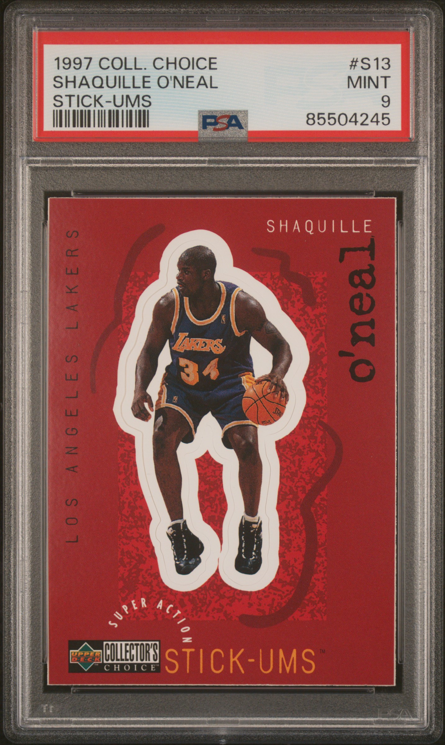 1997 COLLECTOR'S CHOICE STICK-UMS 1 #S13 SHAQUILLE O'NEAL STICK-UMS