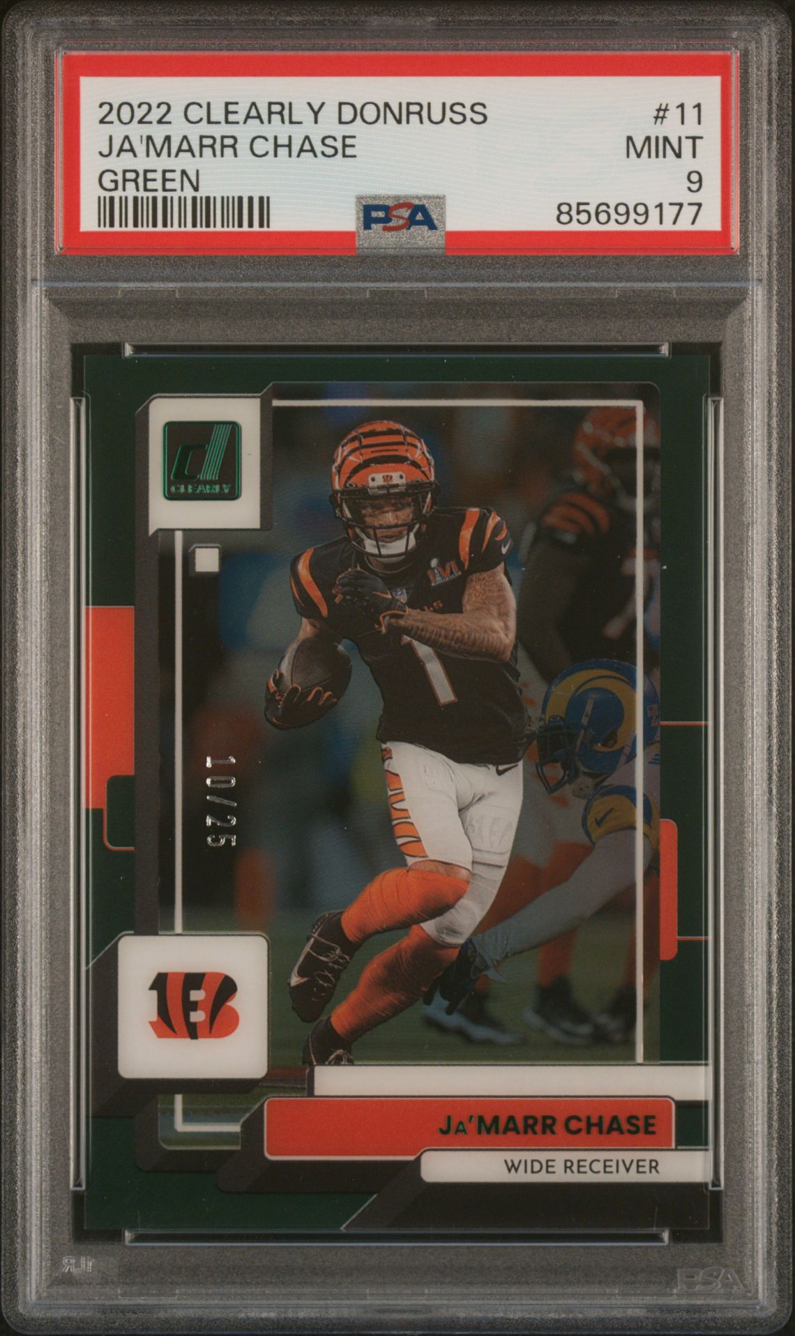 2022 Panini Clearly Donruss Ja'marr Chase #11 (Green) Mint 9 front