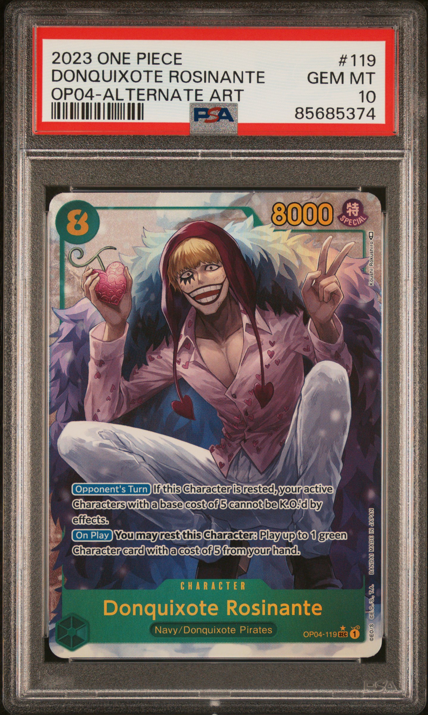 2023 #119 Donquixote Rosinante PSA 10 One Piece OP04-Kingdoms of Intrigue