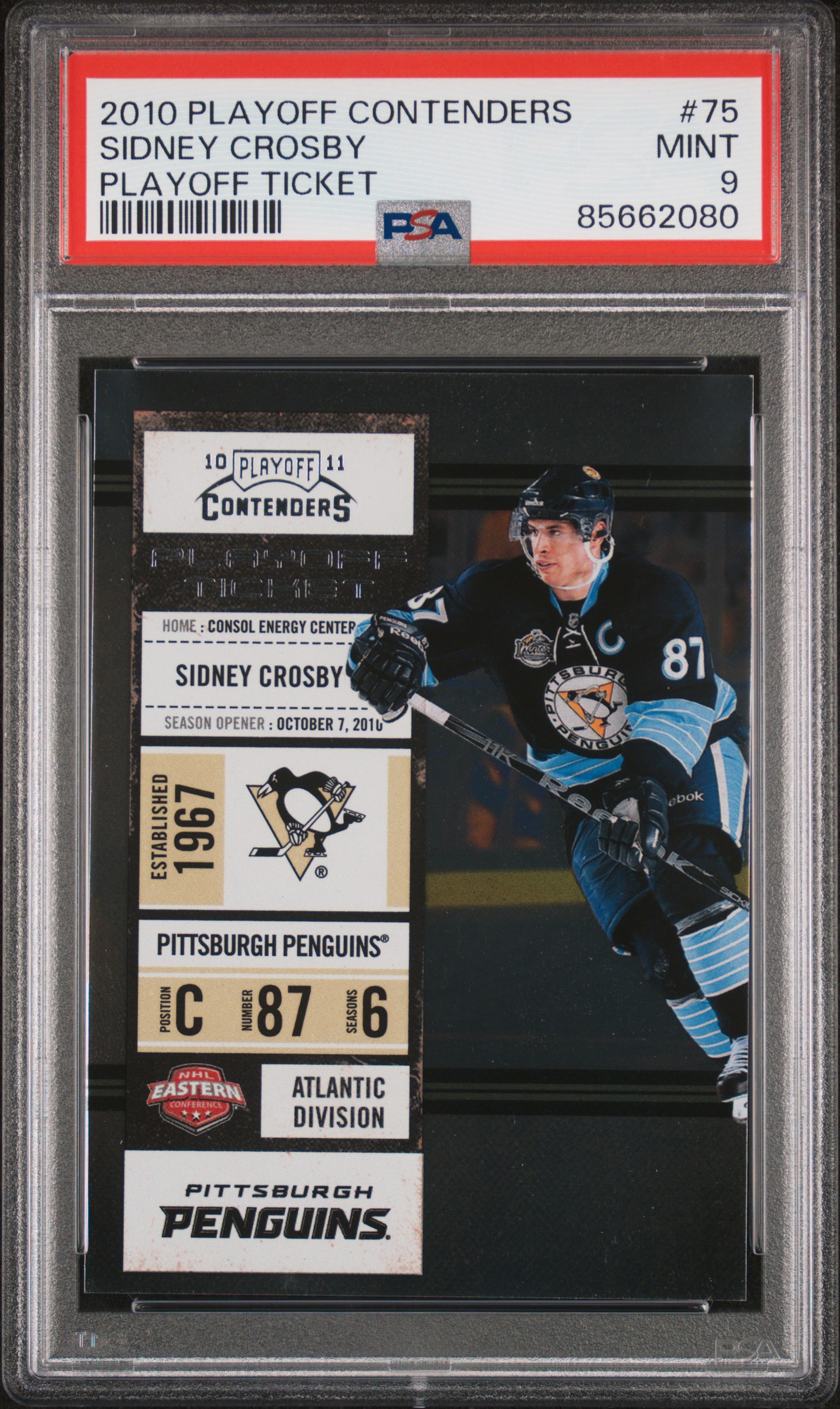2010 PLAYOFF CONTENDERS #75 SIDNEY CROSBY PLAYOFF TICKET