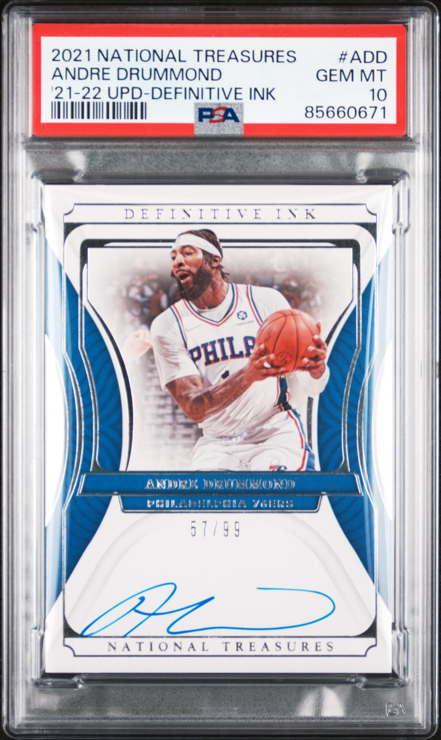 2022 PANINI NATIONAL TREASURES UPDATE #ADD ANDRE DRUMMOND UPD-2021 DEFINITIVE INK