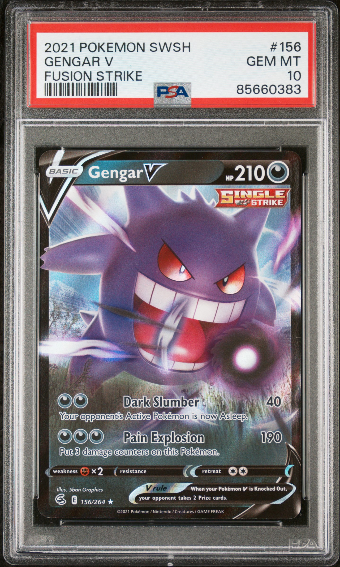 2021 POKEMON SWORD & SHIELD FUSION STRIKE #156 GENGAR V FUSION STRIKE