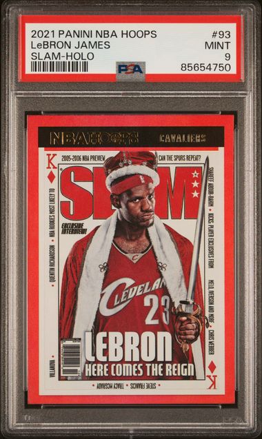 2021-22 Panini NBA Hoops Slam Holo #93 LeBron James – PSA MINT 9