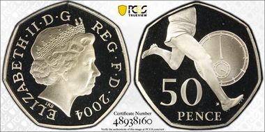 2004 50p S-H13 Four Minute Mile PR69DCAM