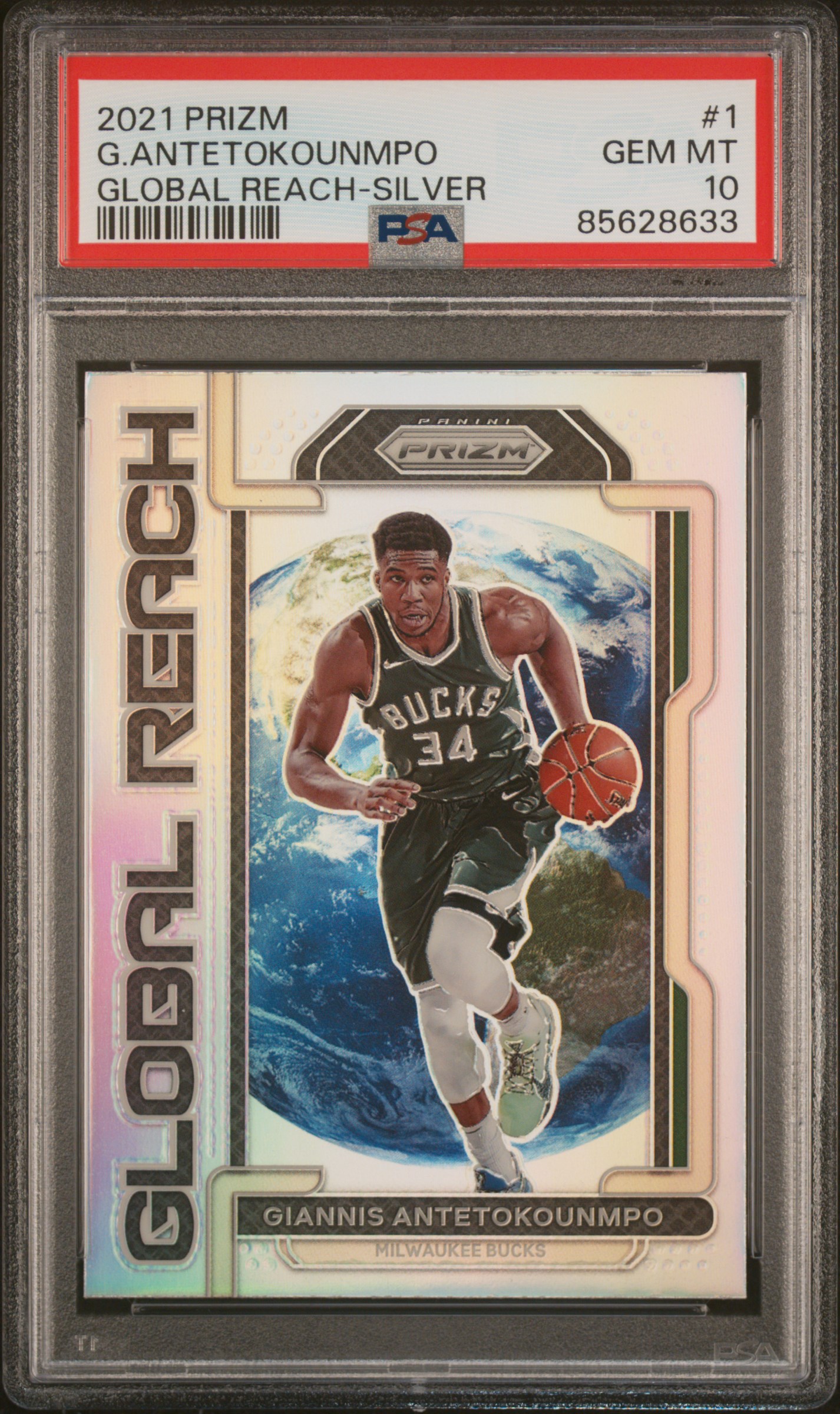 2021 PANINI PRIZM GLOBAL REACH #1 G.ANTETOKOUNMPO GLOBAL REACH-SILVER