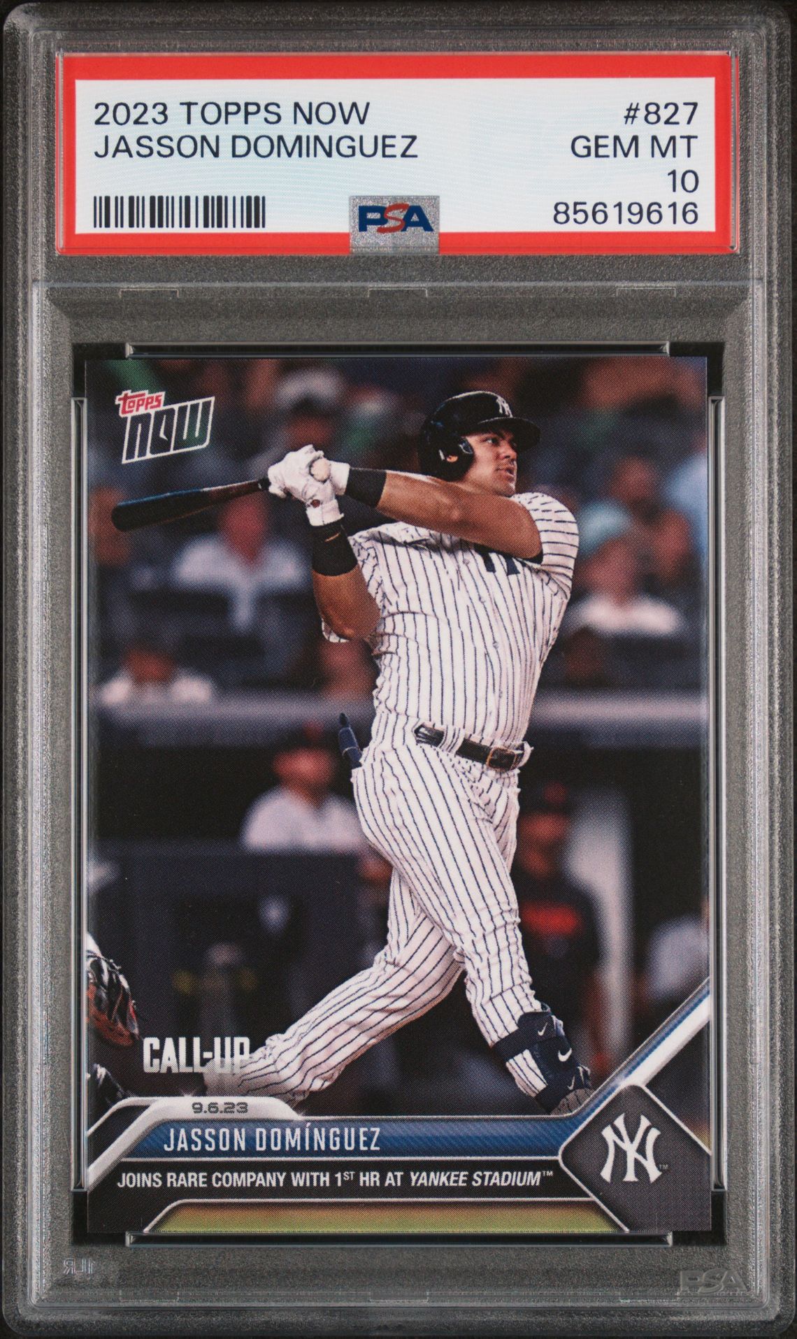 2023 Topps Now Jasson Dominguez #827 Gem Mt 10 front