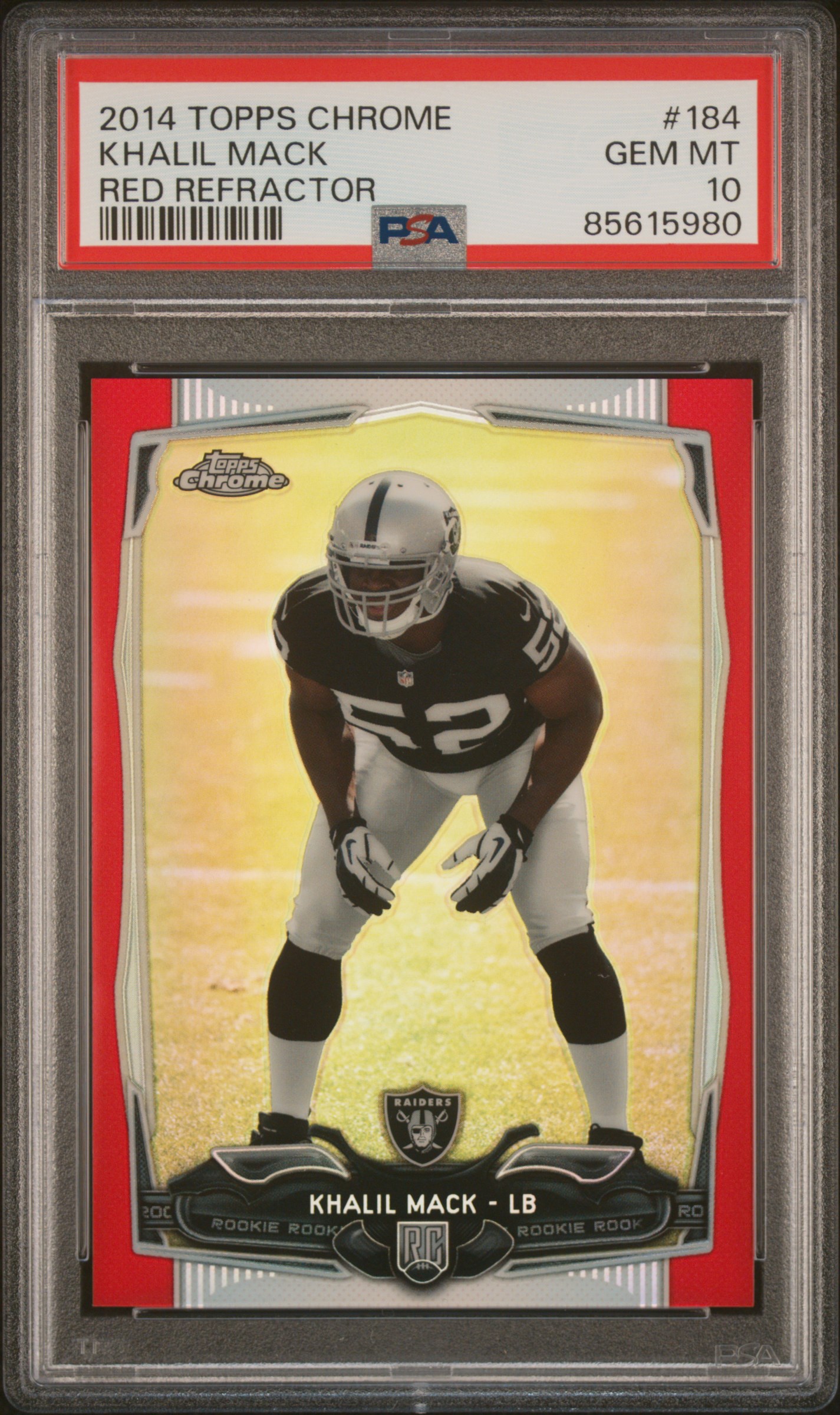 2014 Topps Chrome Red Refractor #184 Khalil Mack Rookie Card (#10/25) – PSA GEM MT 10