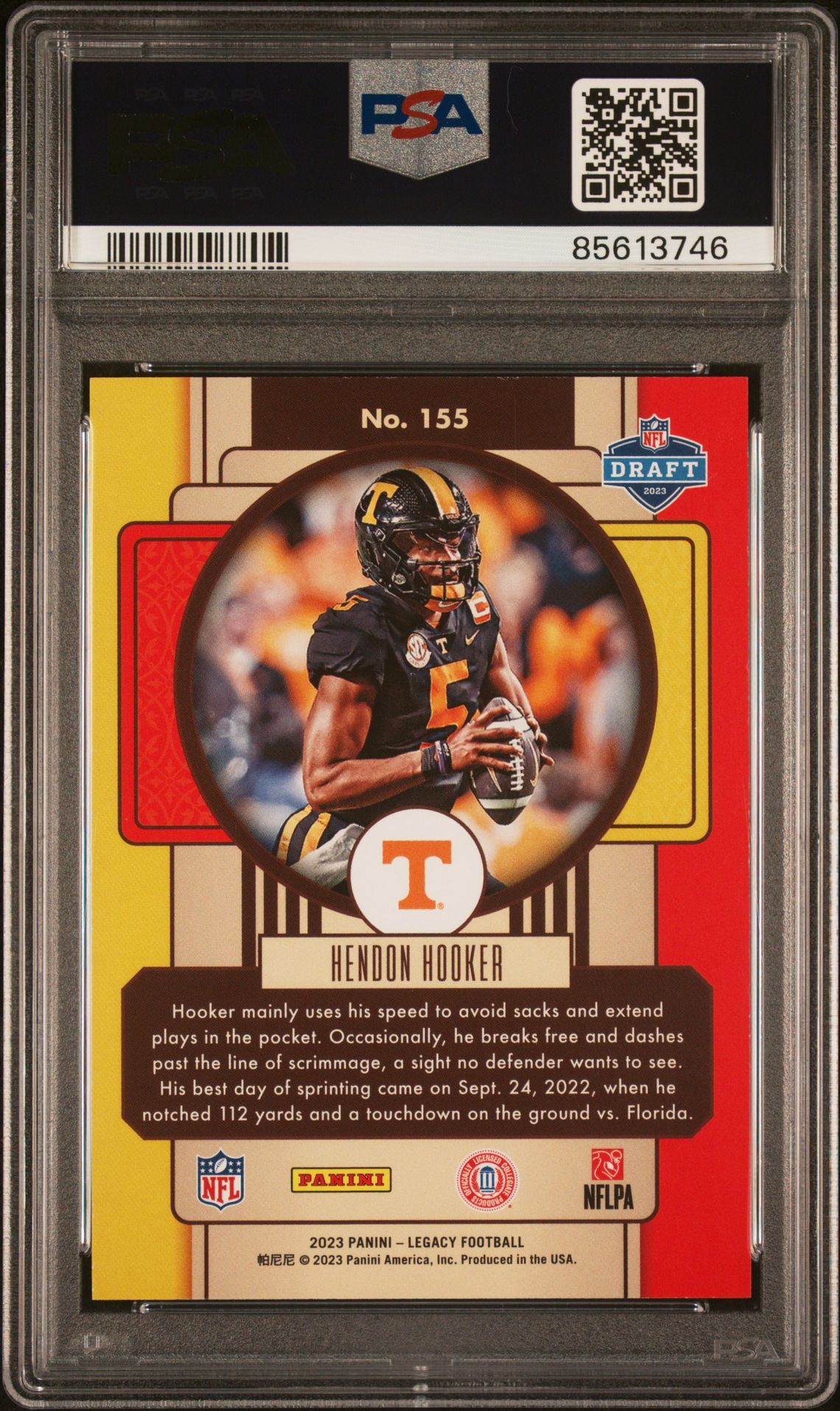 2023 Panini Legacy Hendon Hooker #155 (Indigo) Mint 9 back