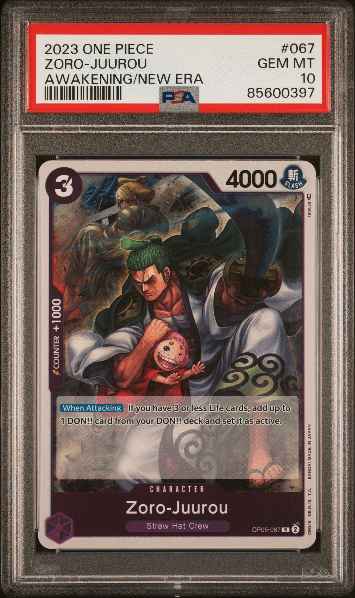 2023 One Piece Op05-Awakening Of The New Era Zoro-Juurou #067 Gem Mt 10 front