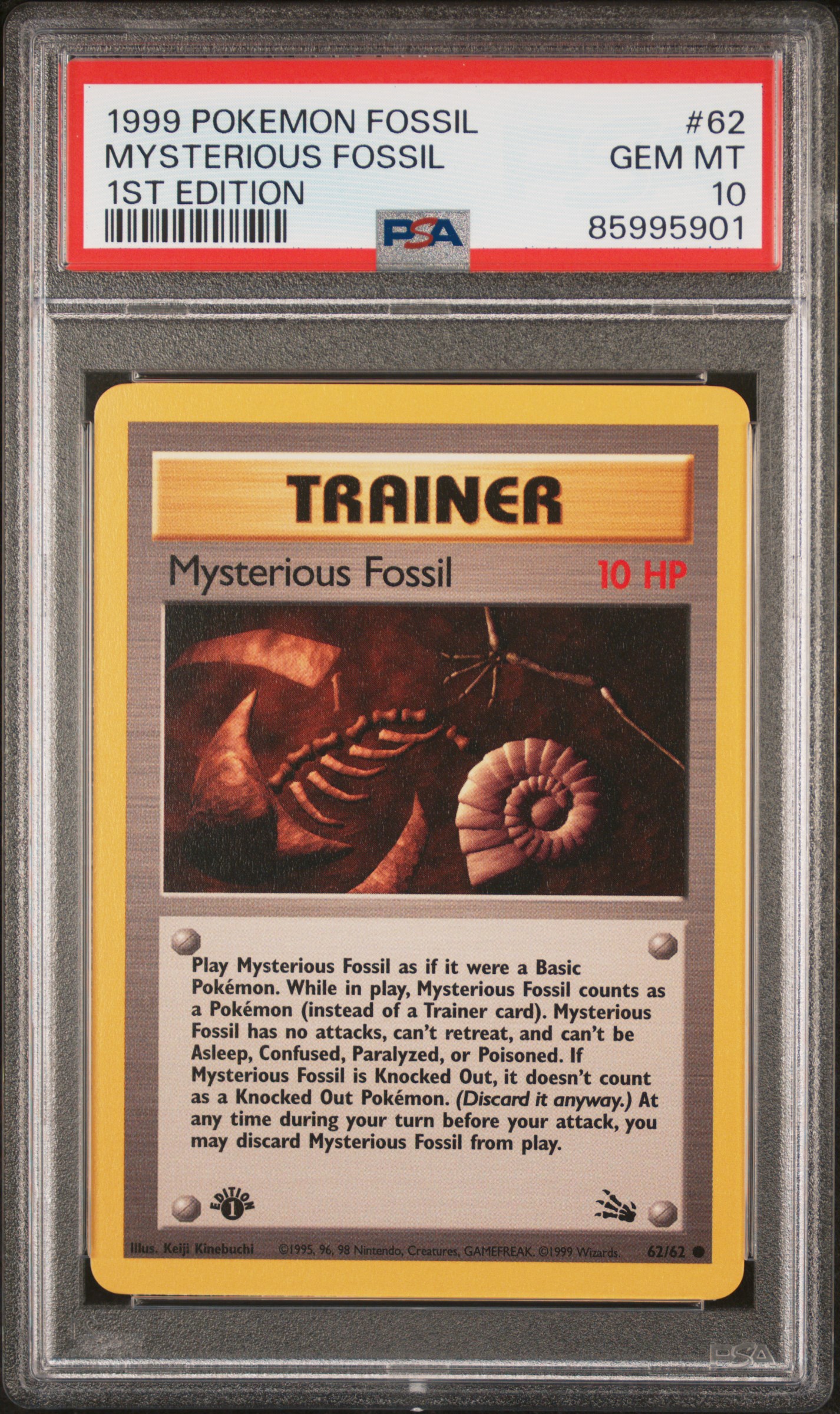 1999 Pokemon Fossil 1st Edition 62 Mysterious Fossil – PSA GEM MT 10