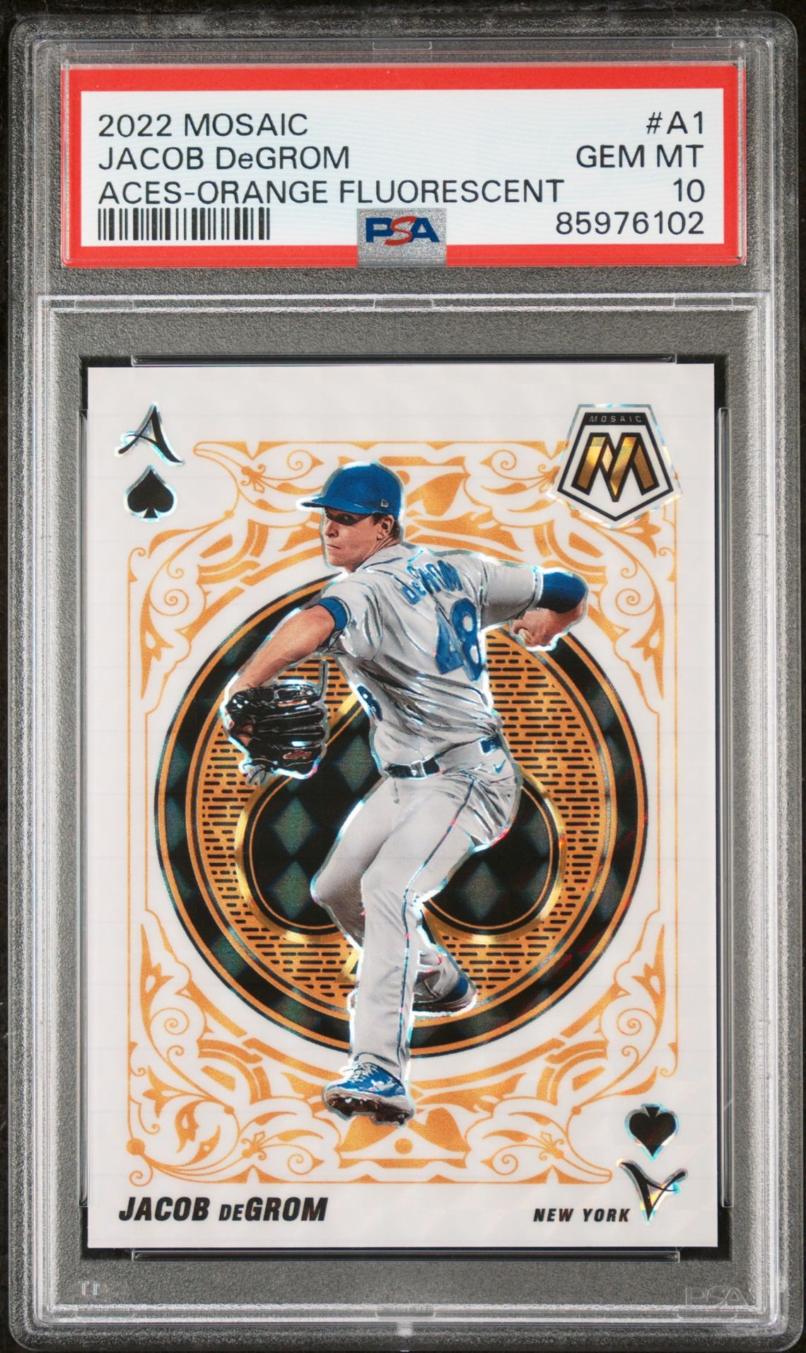 2022 Panini PANINI MOSAIC ACES ORANGE FLUORESCENT #A1 Jacob Degrom front