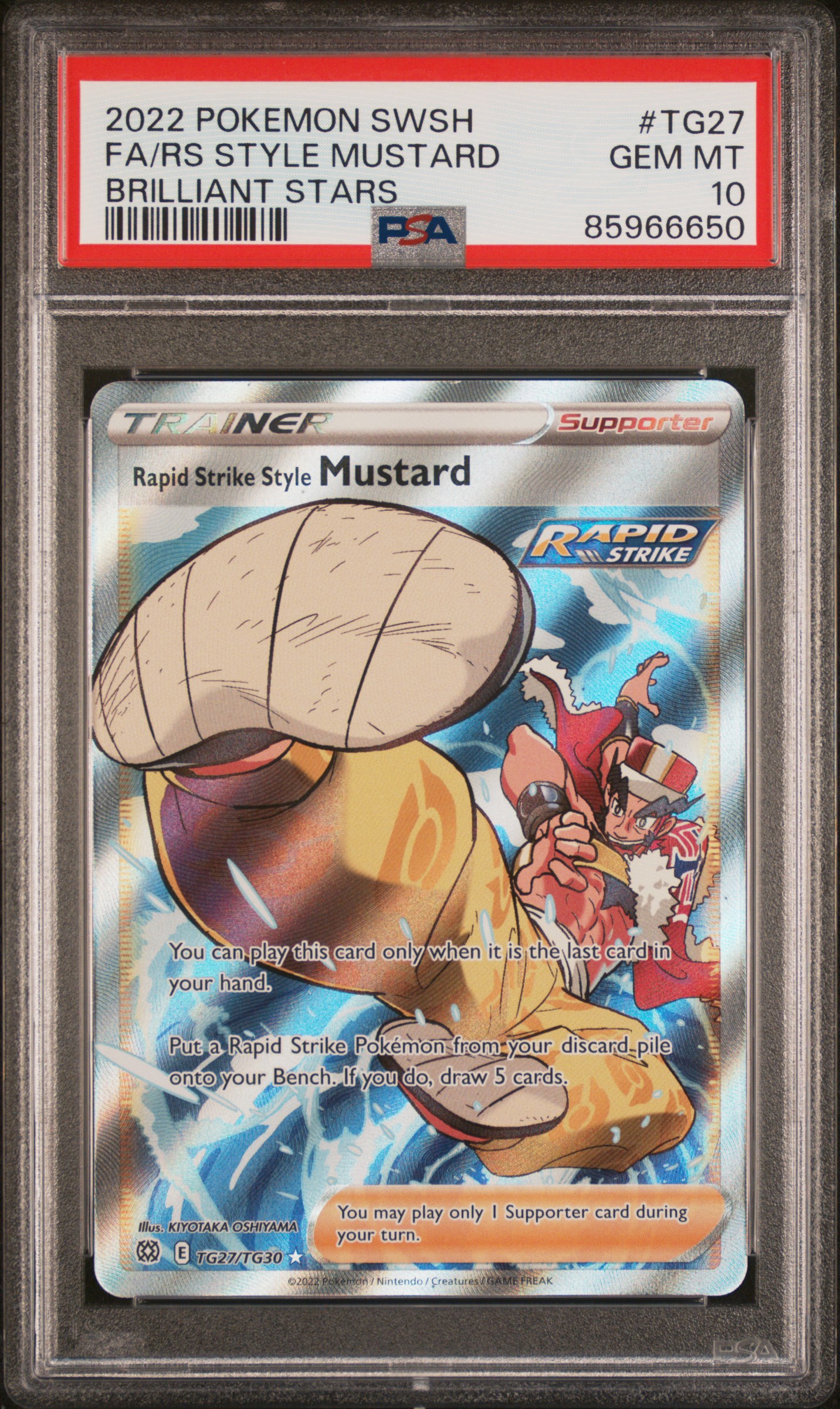 2022 Pokemon Sword & Shield Brilliant Stars #TG27 Full Art/Rapid Strike Style Mustard – PSA GEM MT 10