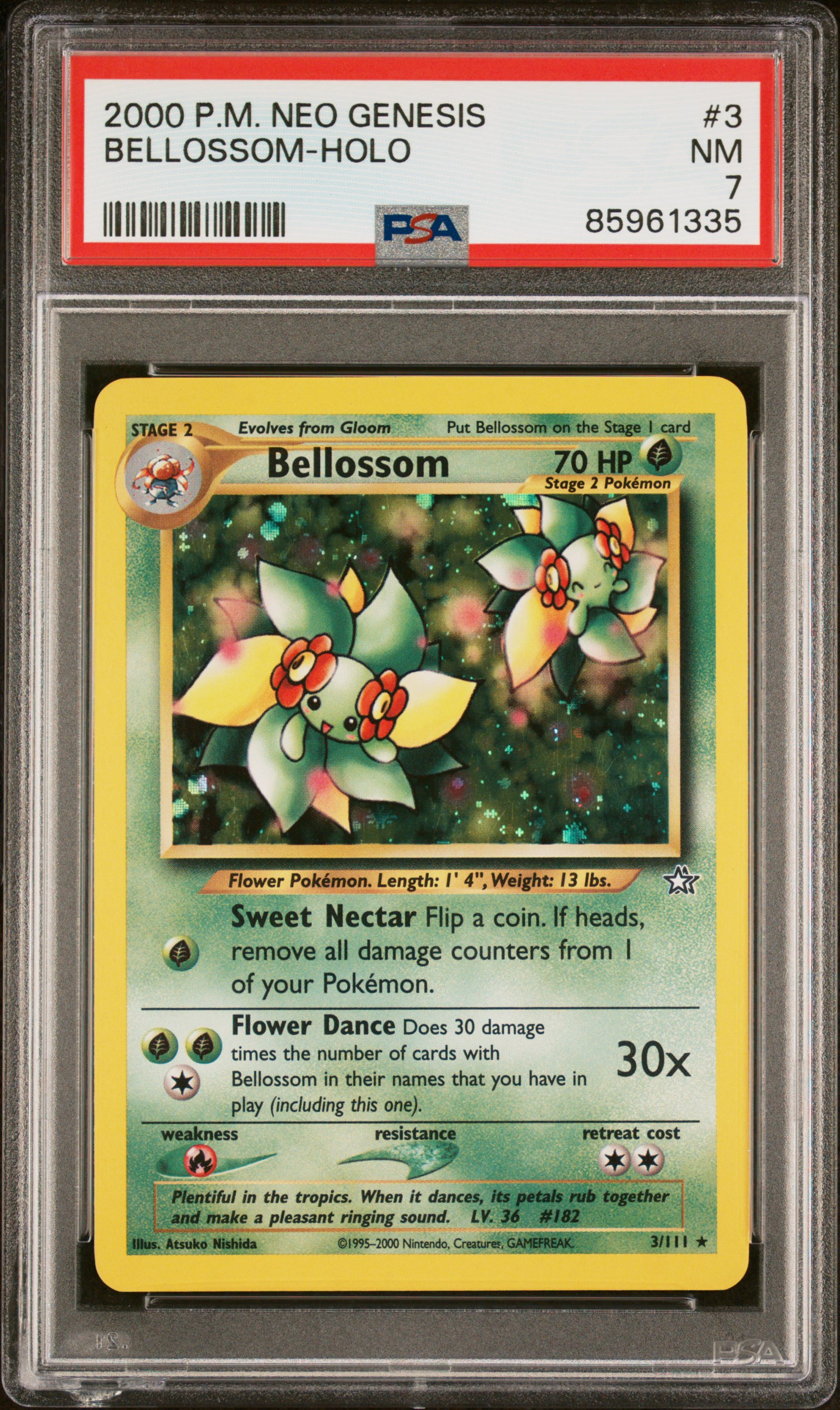 2000 Pokemon Neo Genesis 3 Bellossom-Holo – PSA NM 7