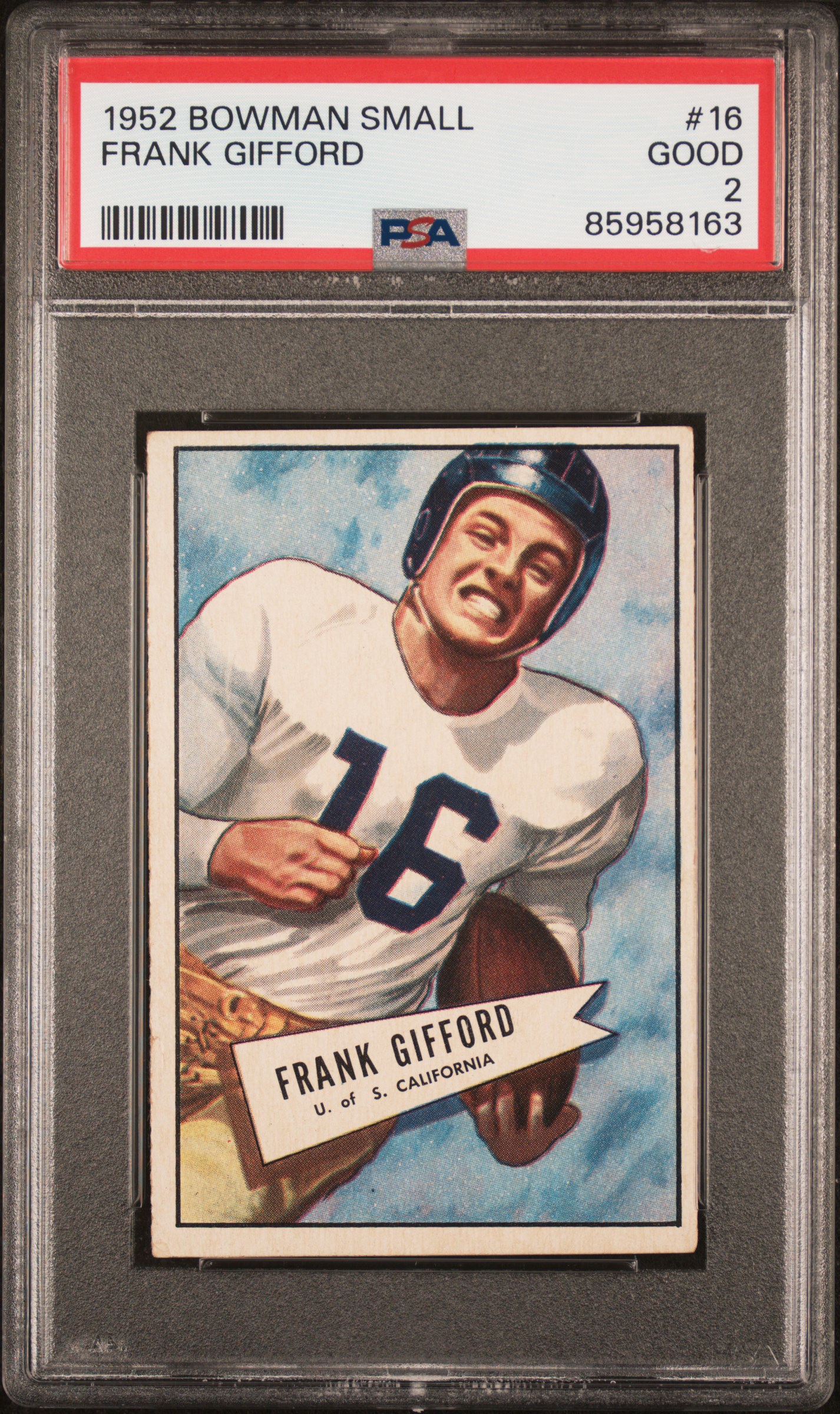 1952 Bowman Small #16 Frank Gifford Rookie Card – PSA GD 2