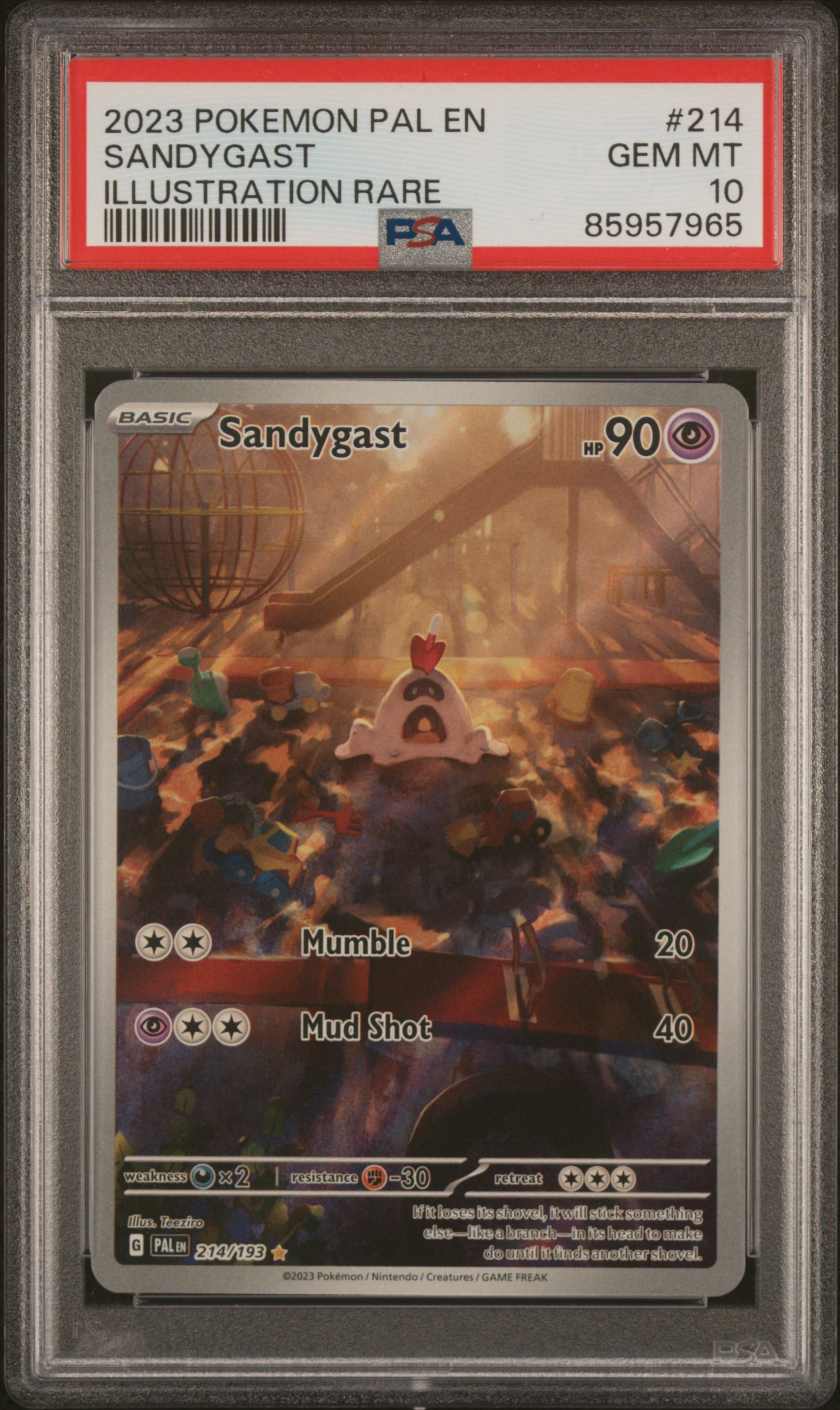 2023 Pokemon Pal En-Paldea Evolved Illustration Rare 214 Sandygast – PSA GEM MT 10