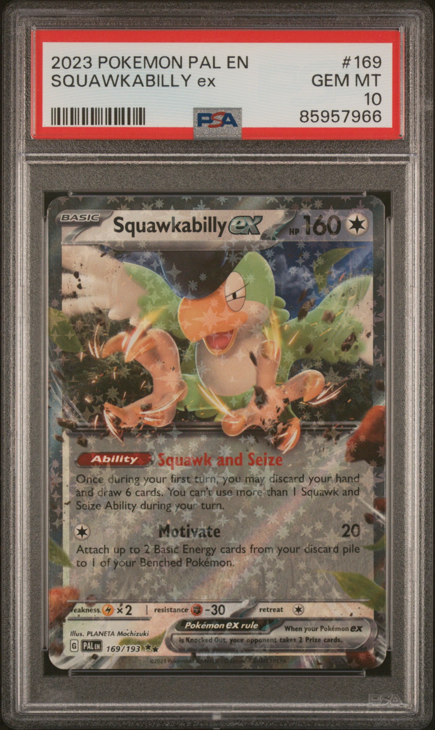 2023 Pokemon Pal En-Paldea Evolved 169 Squawkabilly Ex – PSA GEM MT 10