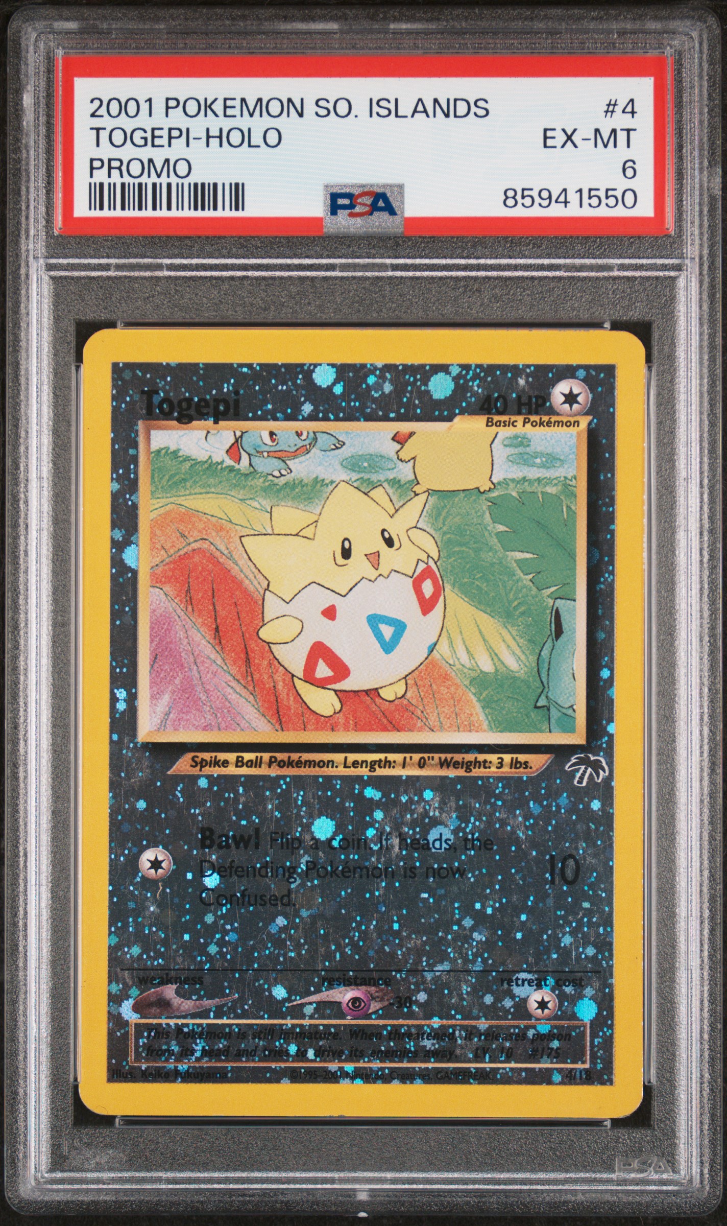 2001 Pokemon Southern Islands Promo #4 Togepi-Holo – PSA EX-MT 6