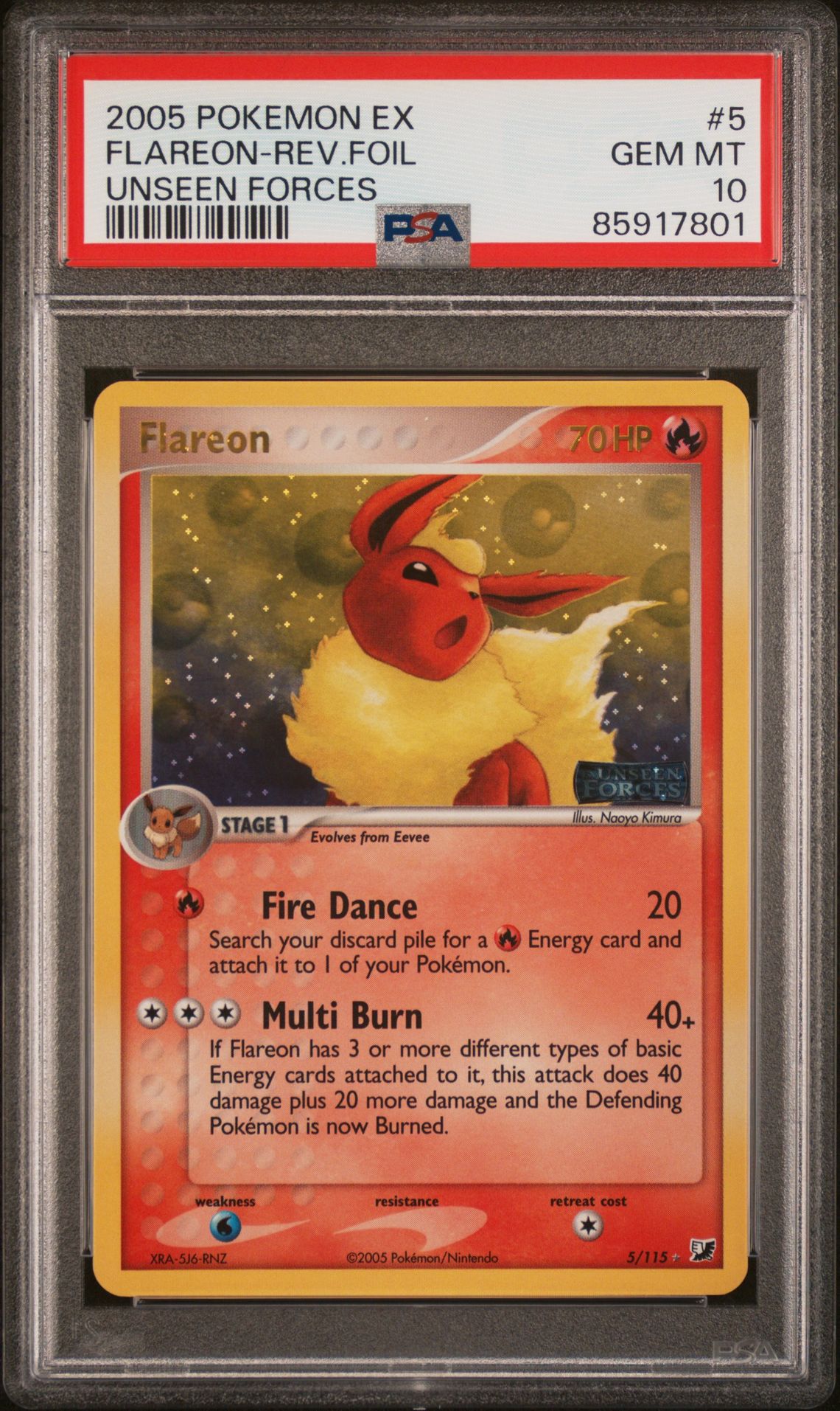 2005 Pokemon POKEMON EX UNSEEN FORCES Foil #5 Flareon-Rev.Foil front