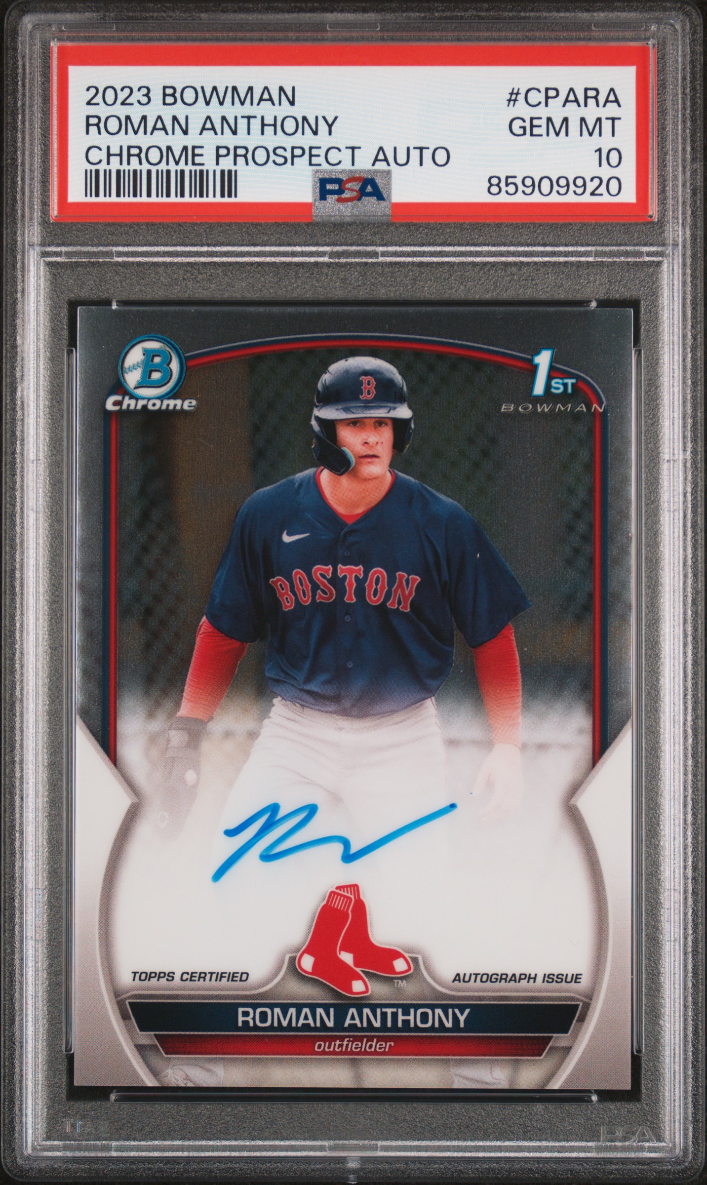 2023 Bowman Chrome Prospect Autographs Roman Anthony #Cpara (Chrome Prospect Auto) Gem Mt 10 front