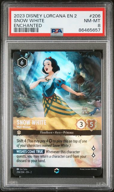 2023 Disney Lorcana En 2-Rise Of The Floodborn Enchanted #206 Snow White -  Well Wisher – PSA NM-MT 8 on Goldin Auctions