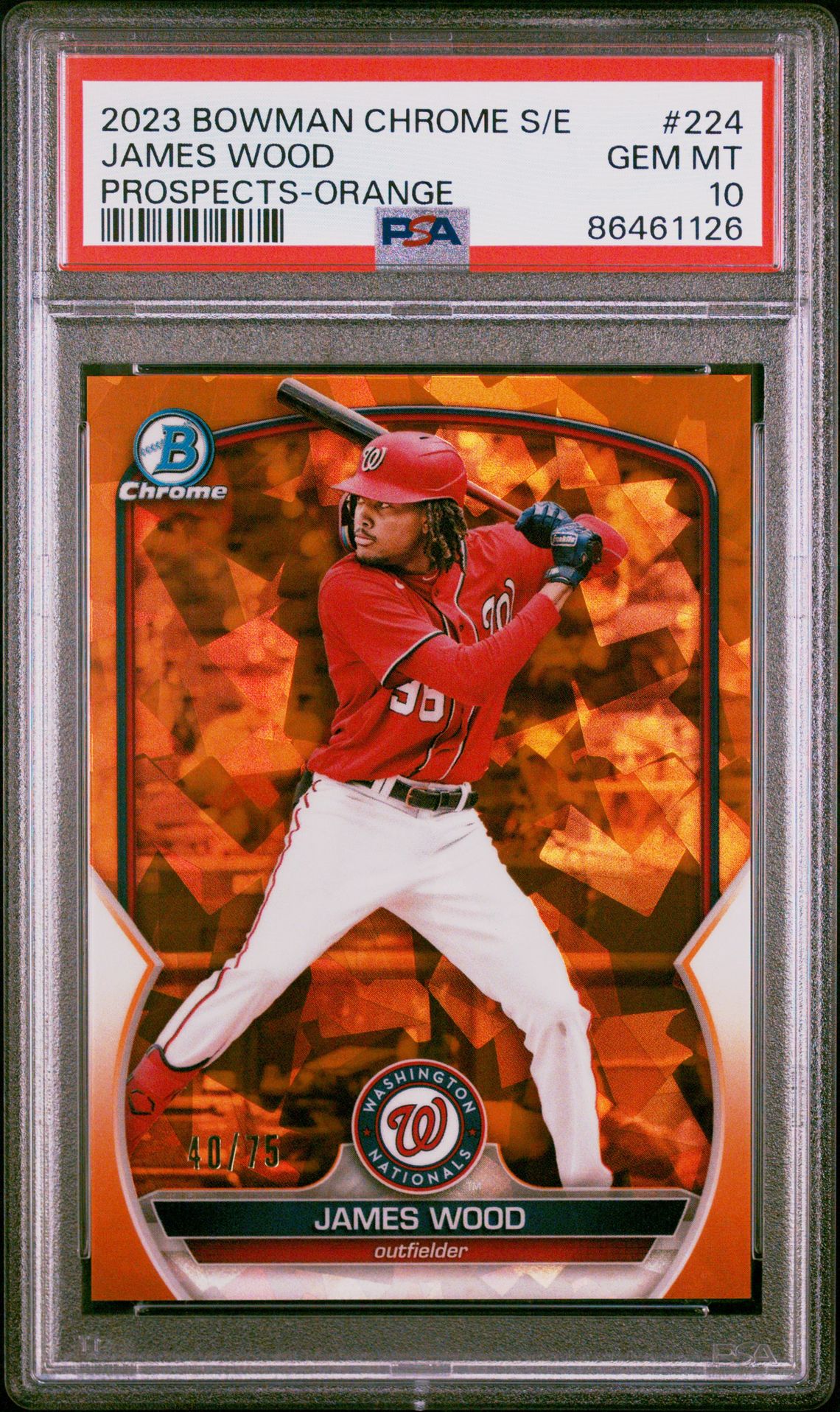 2023 Bowman Bowman Sapphire ORANGE #224 James Wood front