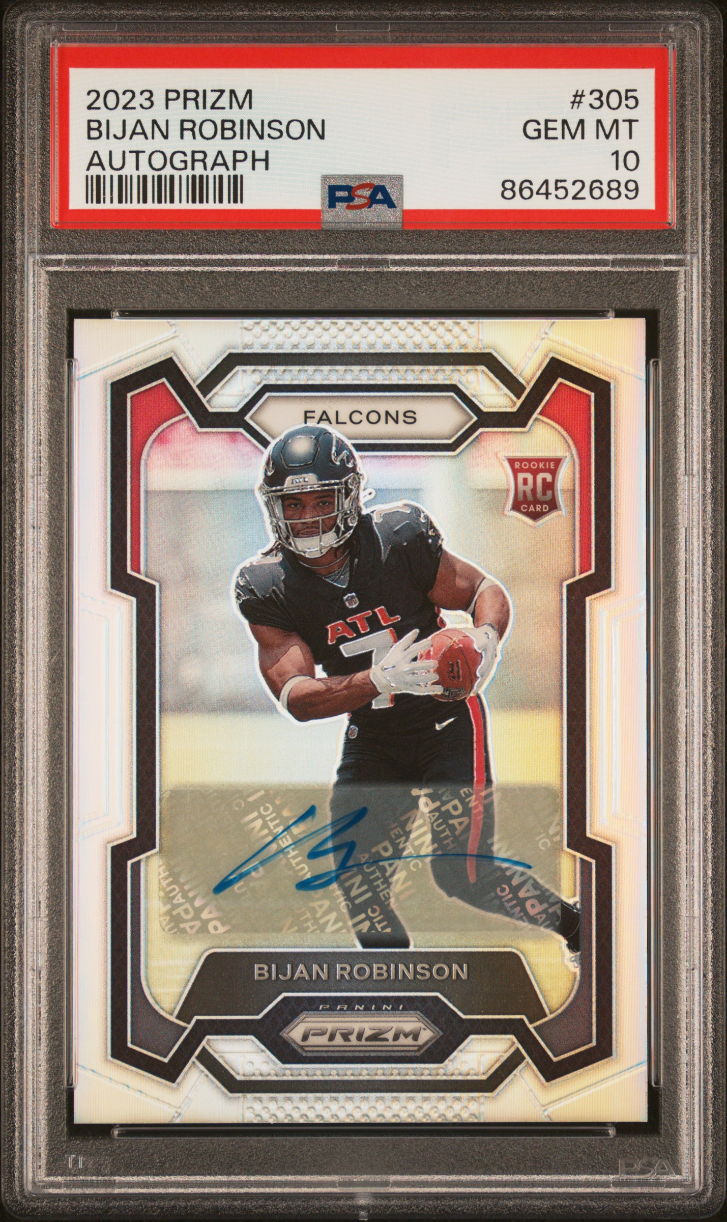 2023 Panini Prizm Bijan Robinson #305 (Autograph) Gem Mt 10 front