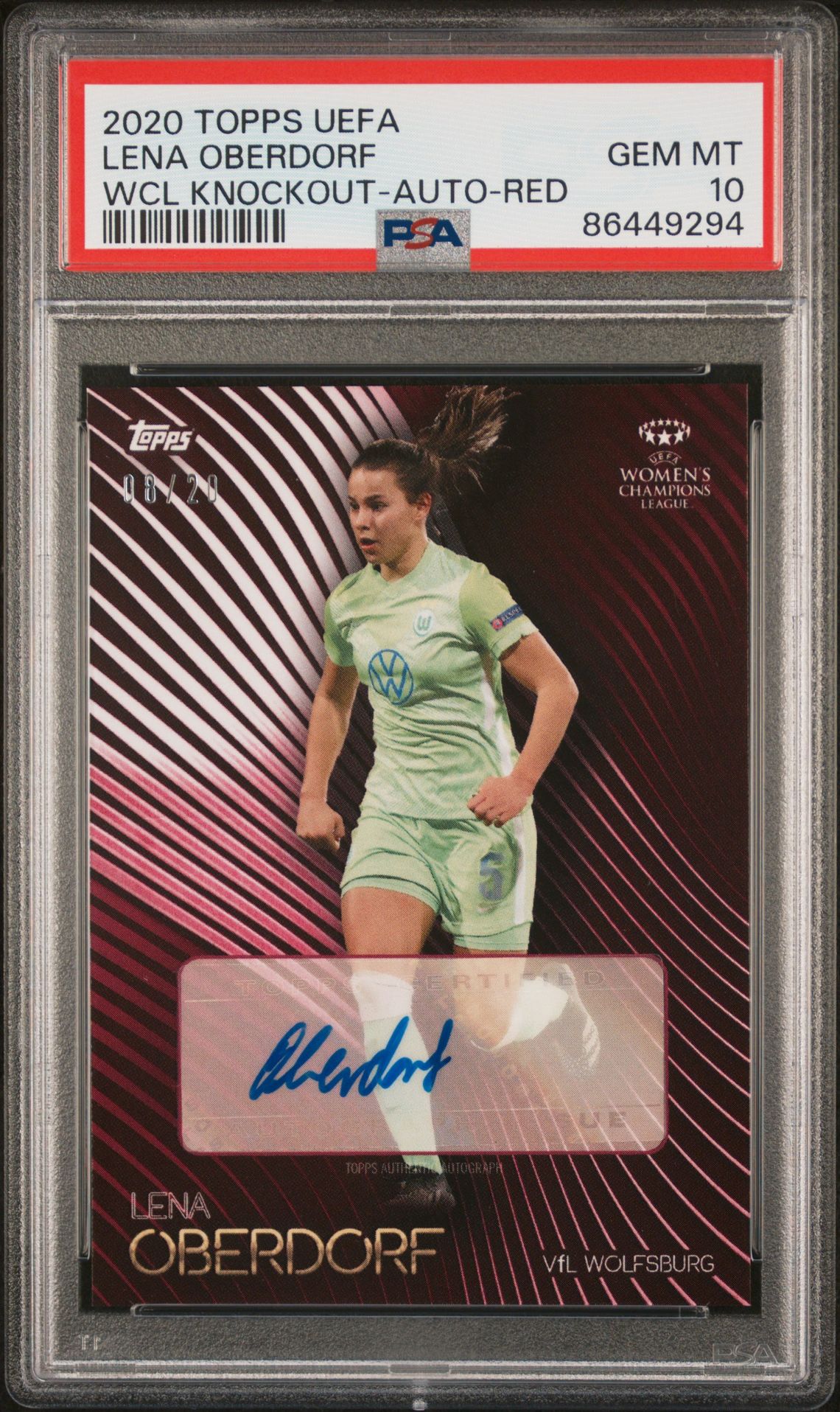 2020 Topps TOPPS UEFA WOMEN'S CHAMPIONS LEAGUE KNOCKOUT WCL KNOCKOUT-AUTO-RED Lena Oberdorf front
