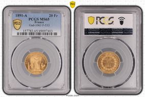 1891-A 20 Fr Gad-1063 F-533 MS65