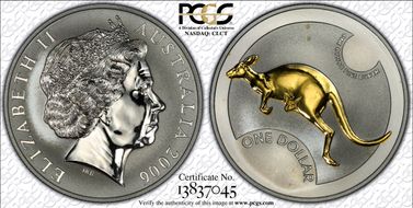 2006 $1 Kangaroo Ag-Au Plated MS69