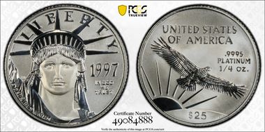 1997 $25 Statue of Liberty MS70