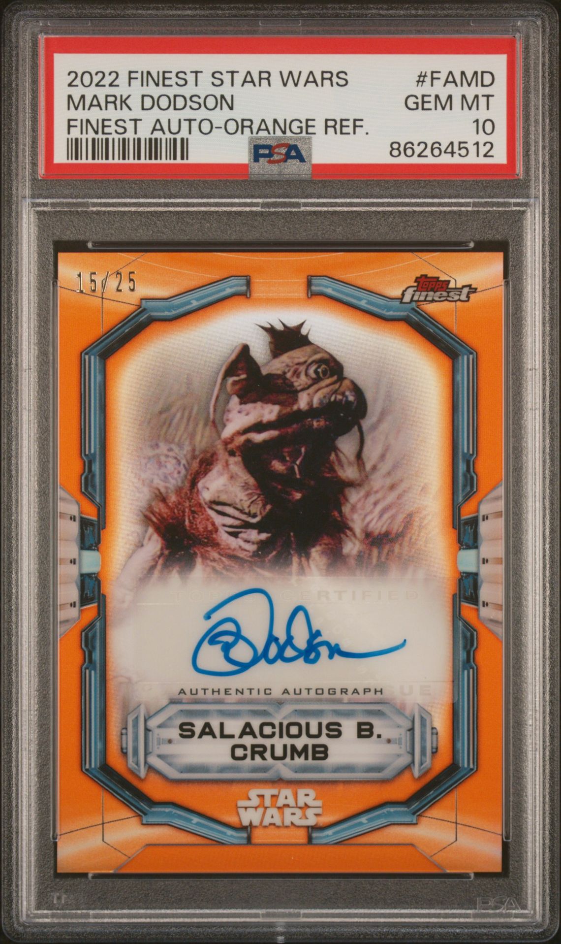 2022 Topps Topps Finest ORANGE REF. Mark Dodson front
