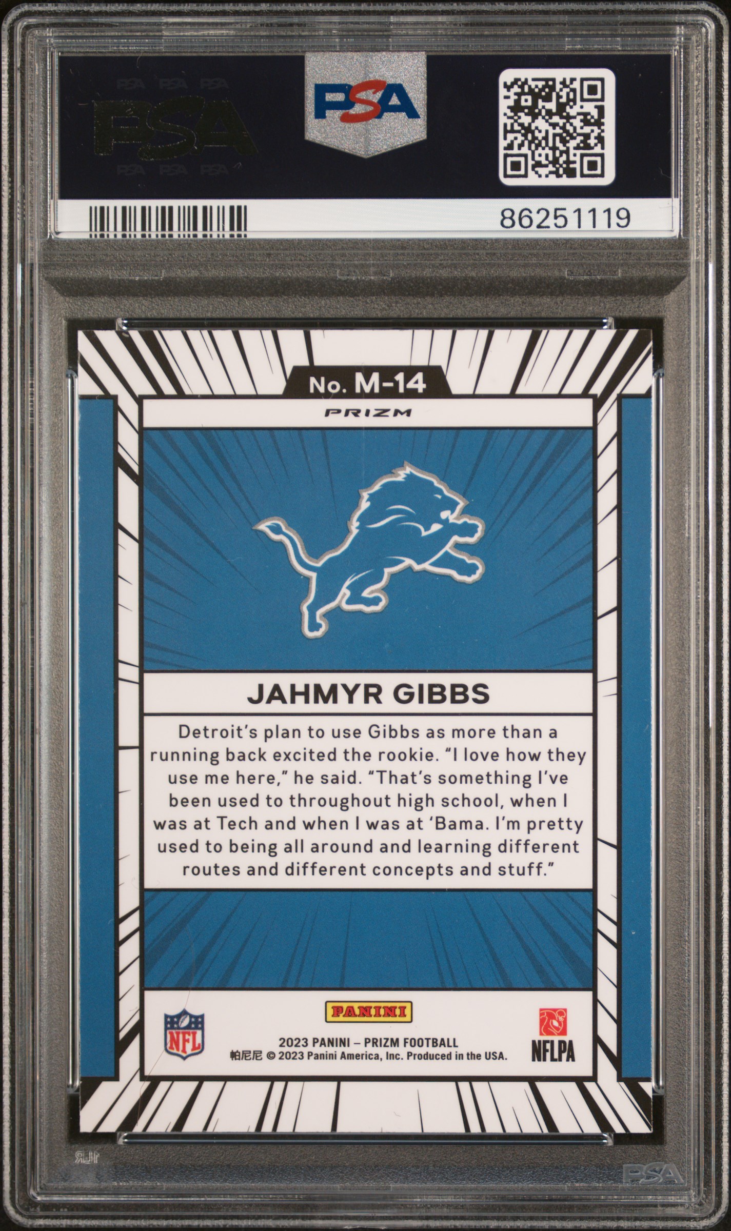 バージル　ポストカード 2023 Panini Contenders - Rookie Ticket Swatches Jahmyr Gibbs #TS12