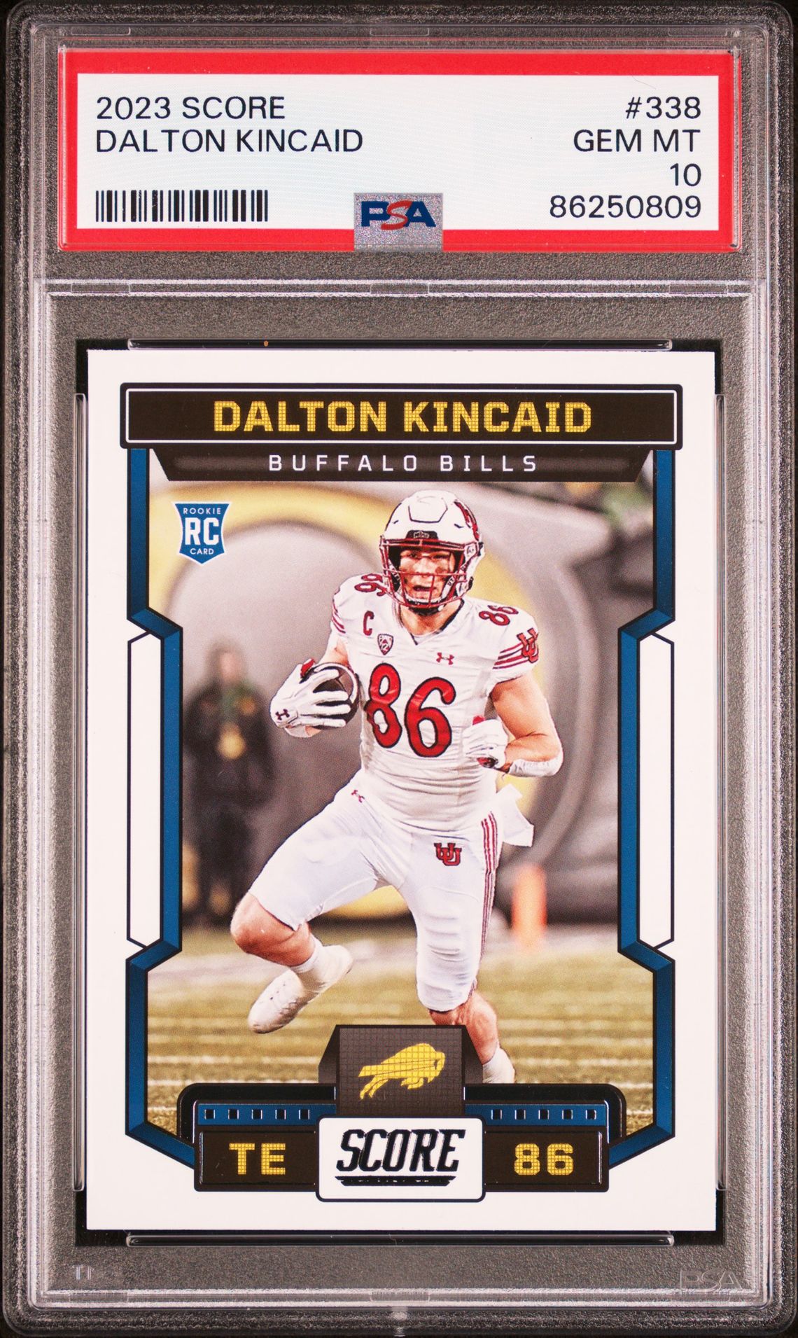 2023 Panini Score Dalton Kincaid #338 Gem Mt 10 front view - PSA graded GEM MT 10