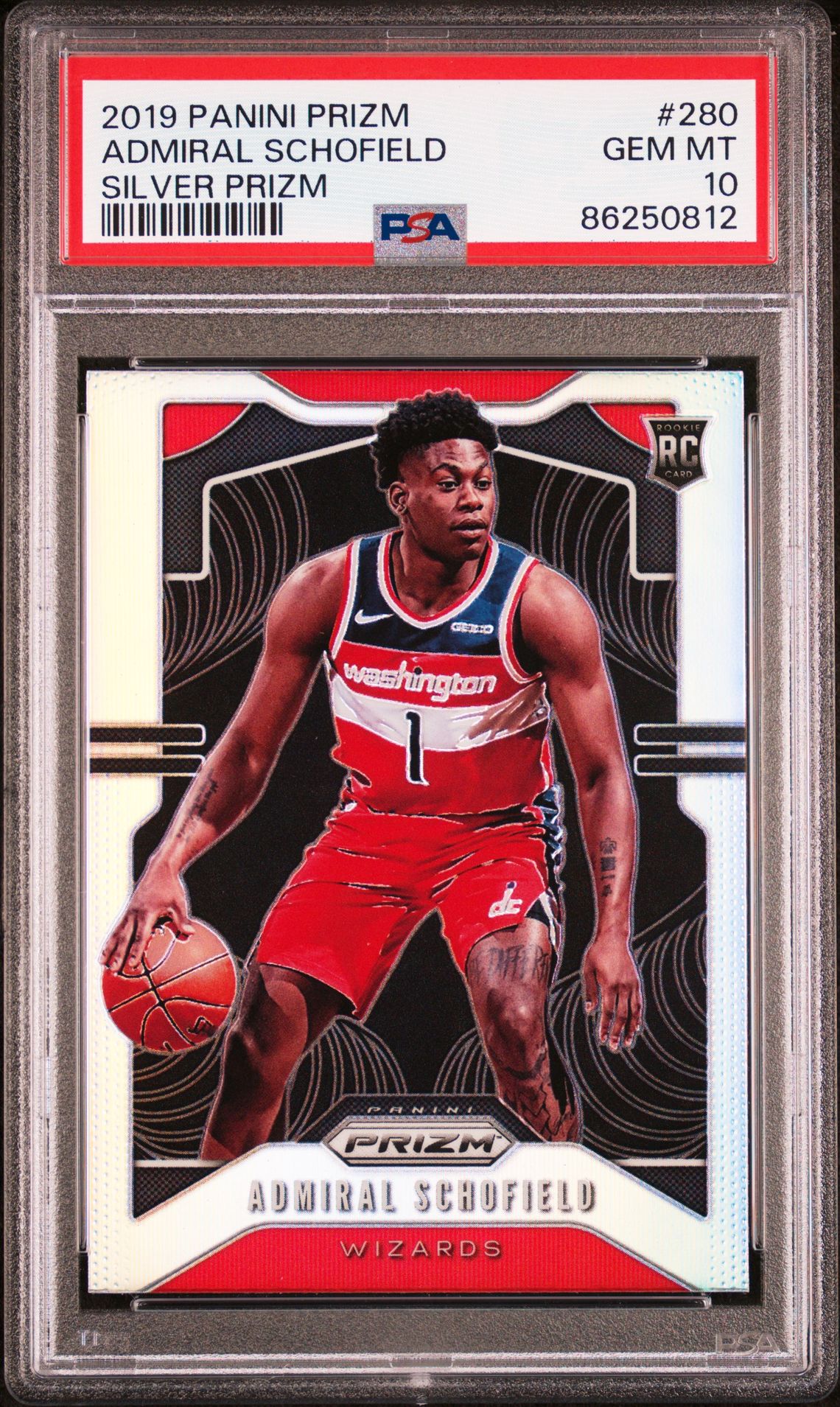 2019 Panini Prizm Admiral Schofield #280 (Silver Prizm) Gem Mt 10 front view - PSA graded GEM MT 10