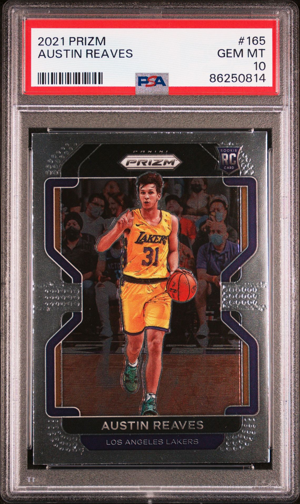 2021 Panini Prizm Austin Reaves #165 Gem Mt 10 front view - PSA graded GEM MT 10