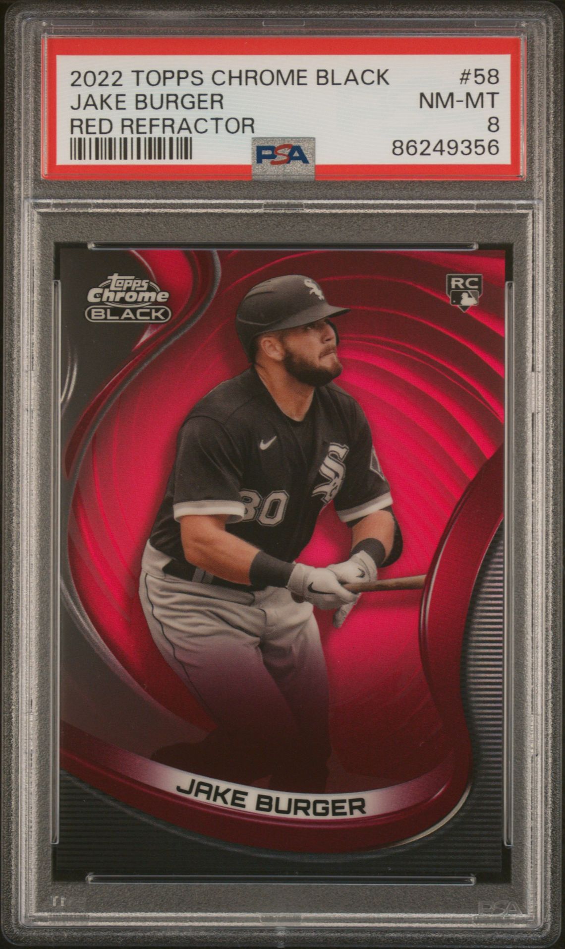 2022 Topps Chrome Black Jake Burger #58 (Red Refractor) Nm-Mt 8 front