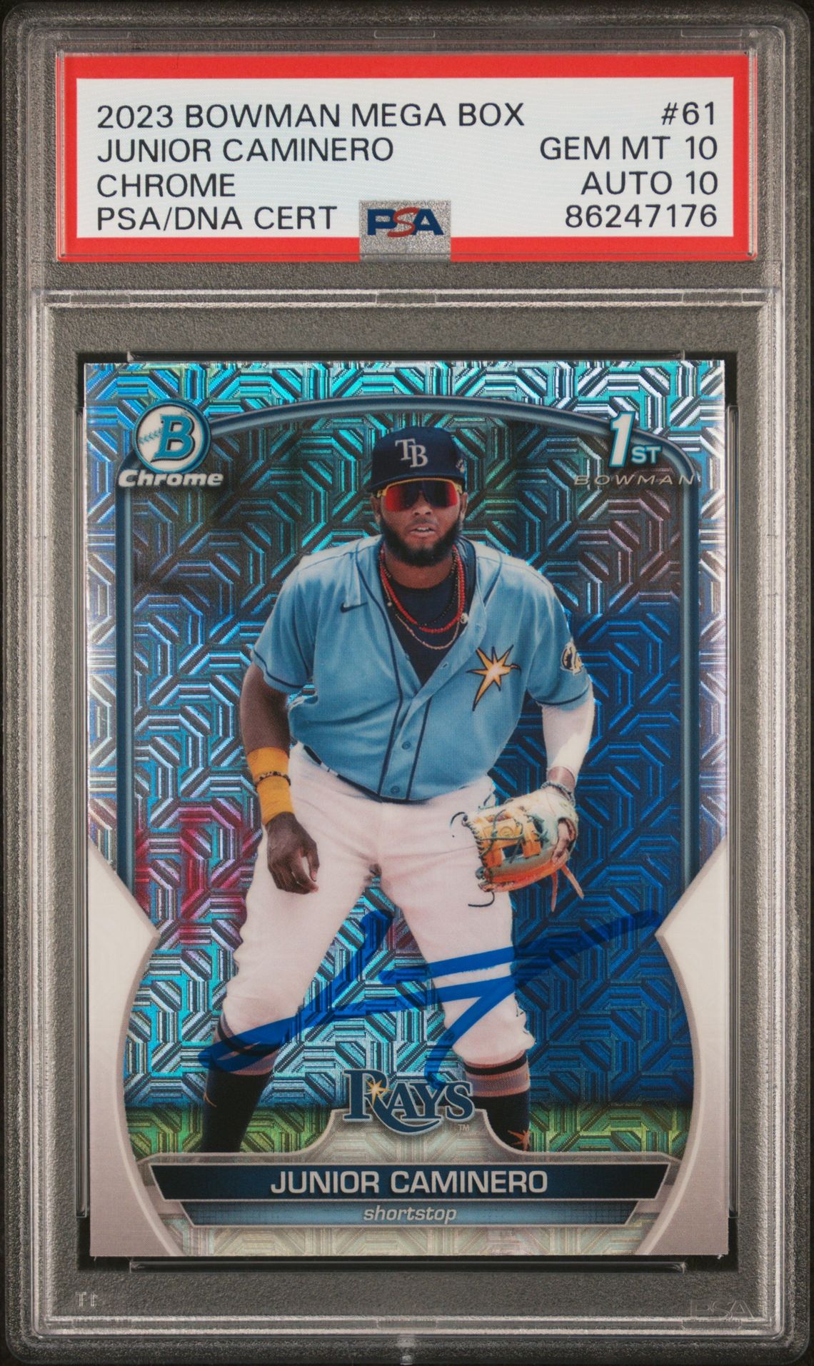 2023 Bowman Mega Box Chrome Junior Caminero #61 (Chrome) Gem Mt 10 front