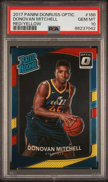 2017 PANINI DONRUSS OPTIC #188 DONOVAN MITCHELL GEM MT RED/YELLOW retailer Psa 10