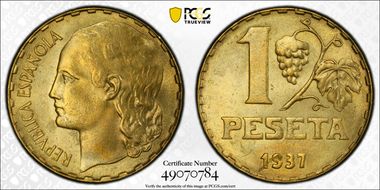1937 Peseta KM-755 MS64
