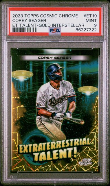 2023 Topps Cosmic Chrome Extraterrestrial Talent Corey Seager #Et19 (Et Tlnt-Gld Interstellar Ref) Mint 9 front