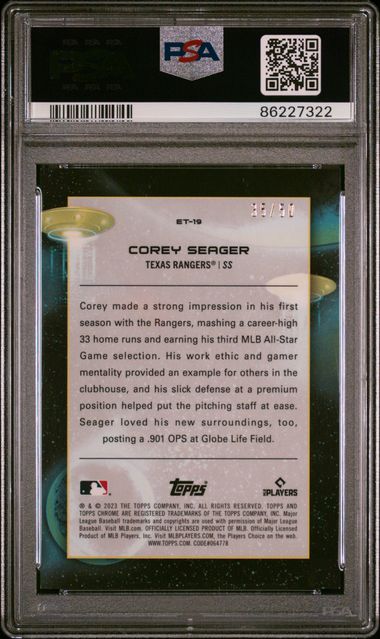 2023 Topps Cosmic Chrome Extraterrestrial Talent Corey Seager #Et19 (Et Tlnt-Gld Interstellar Ref) Mint 9 back