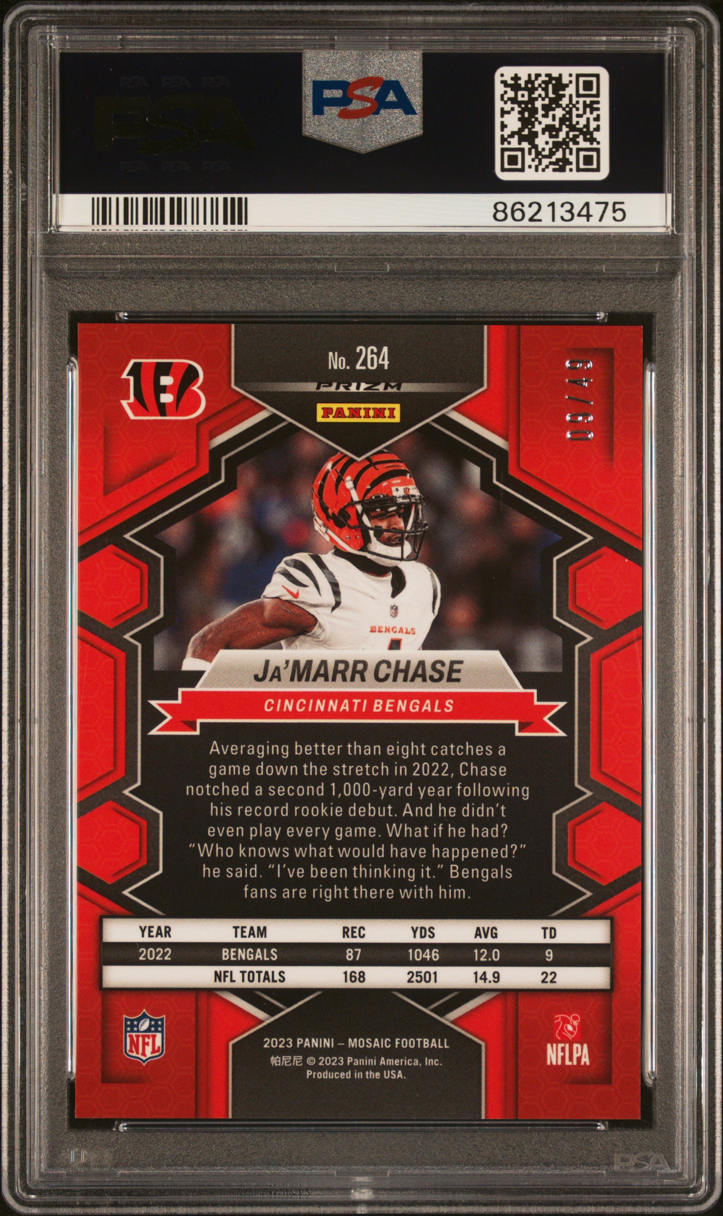 2023 Panini Mosaic Ja'marr Chase #264 (Purple) Mint 9 back