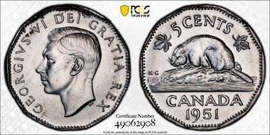 1951 5C Low Relief MS64