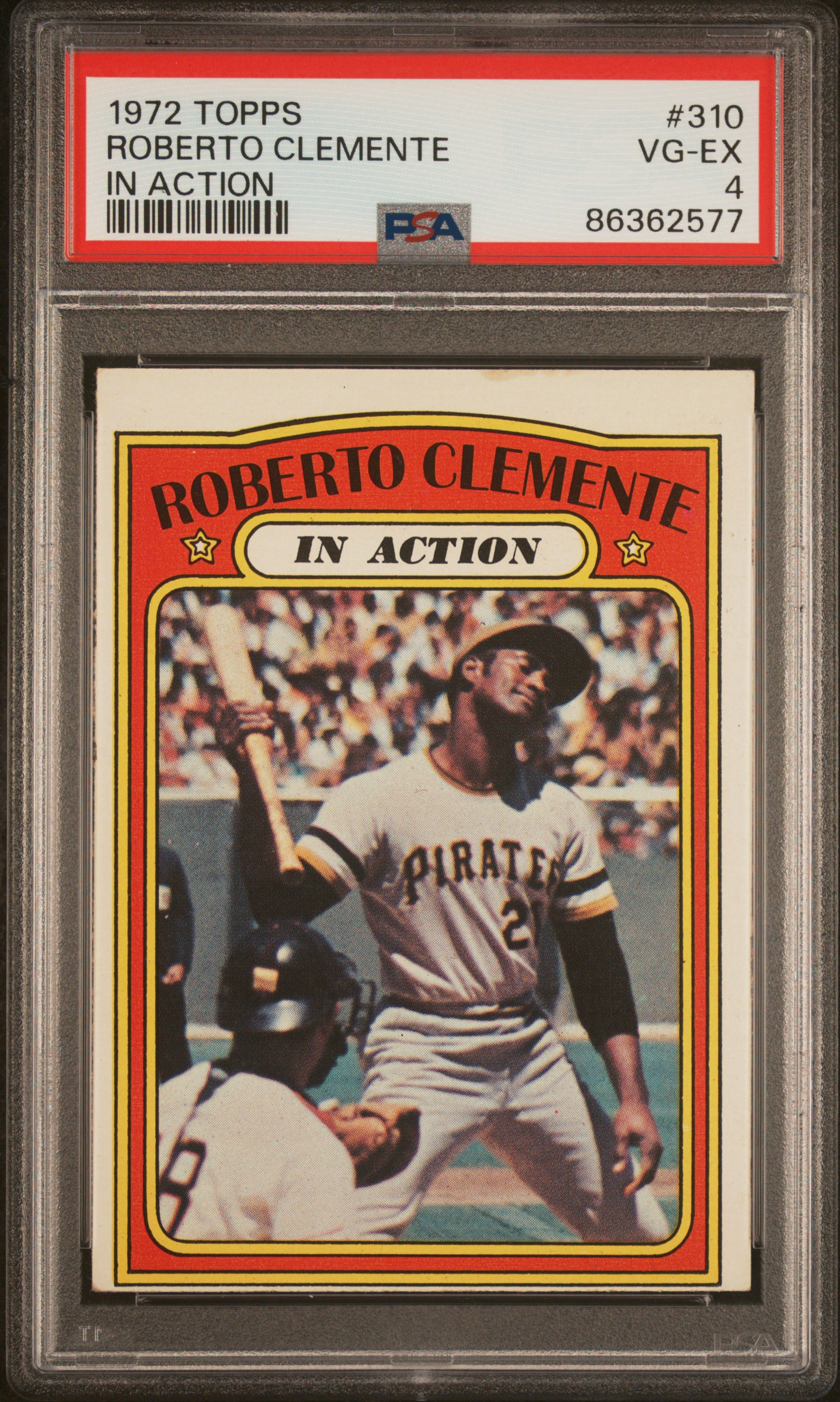 1972 Topps In Action #310 Roberto Clemente – PSA VG-EX 4