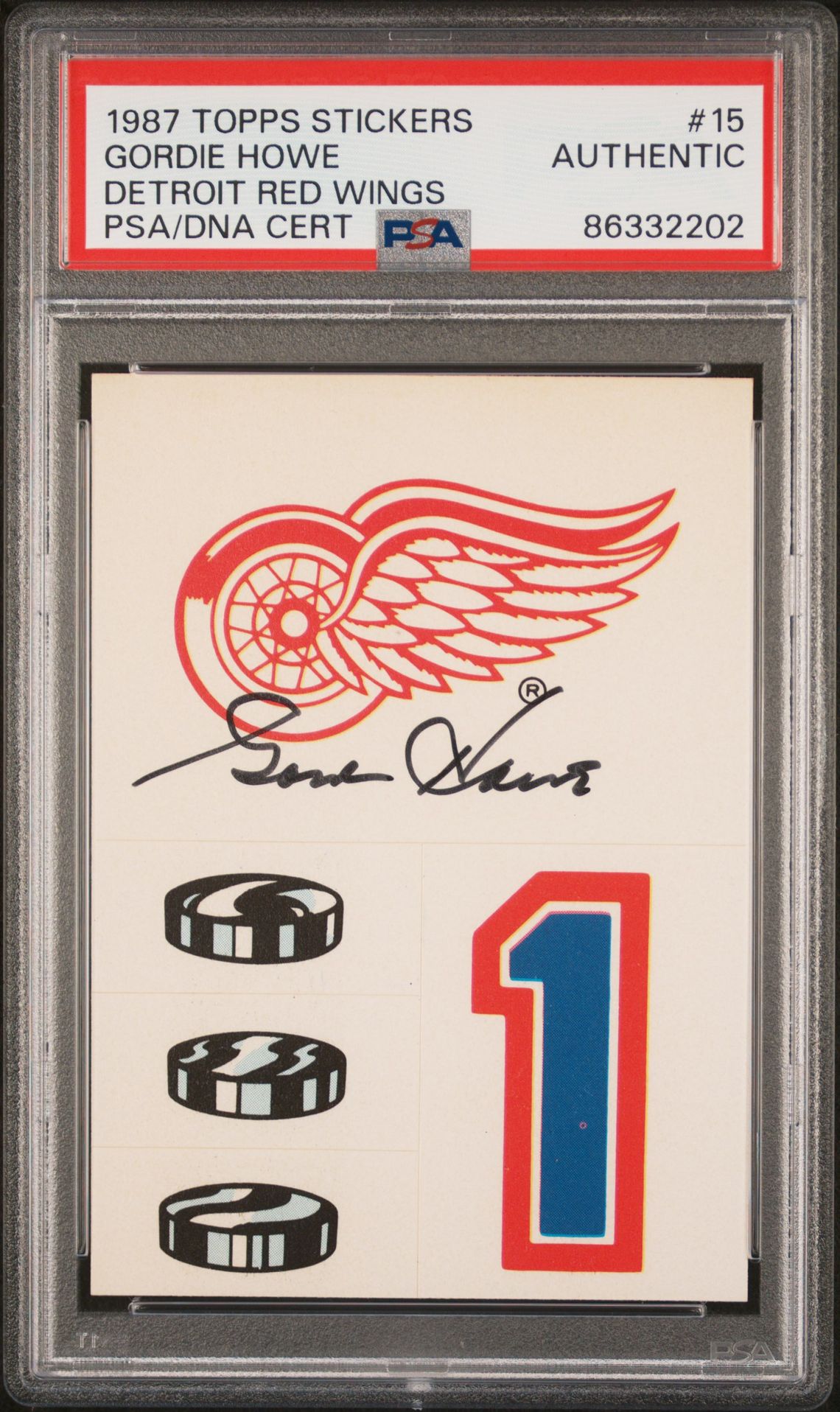1987 Topps TOPPS STICKERS DETROIT RED WINGS #15 Gordie Howe front