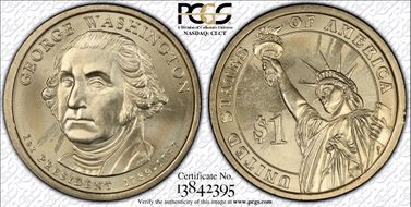 (2007) $1 Missing Edge Lettering George Washington MS64